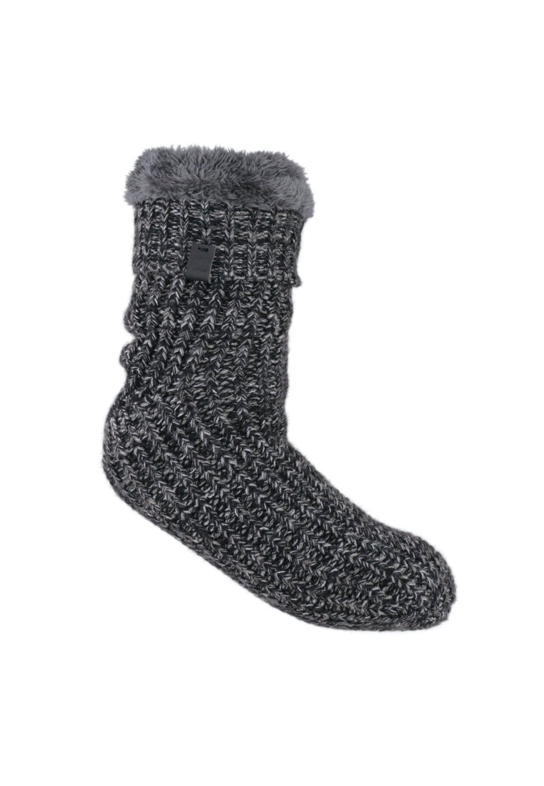 Chunky Knit Twisted Color Slipper Socks