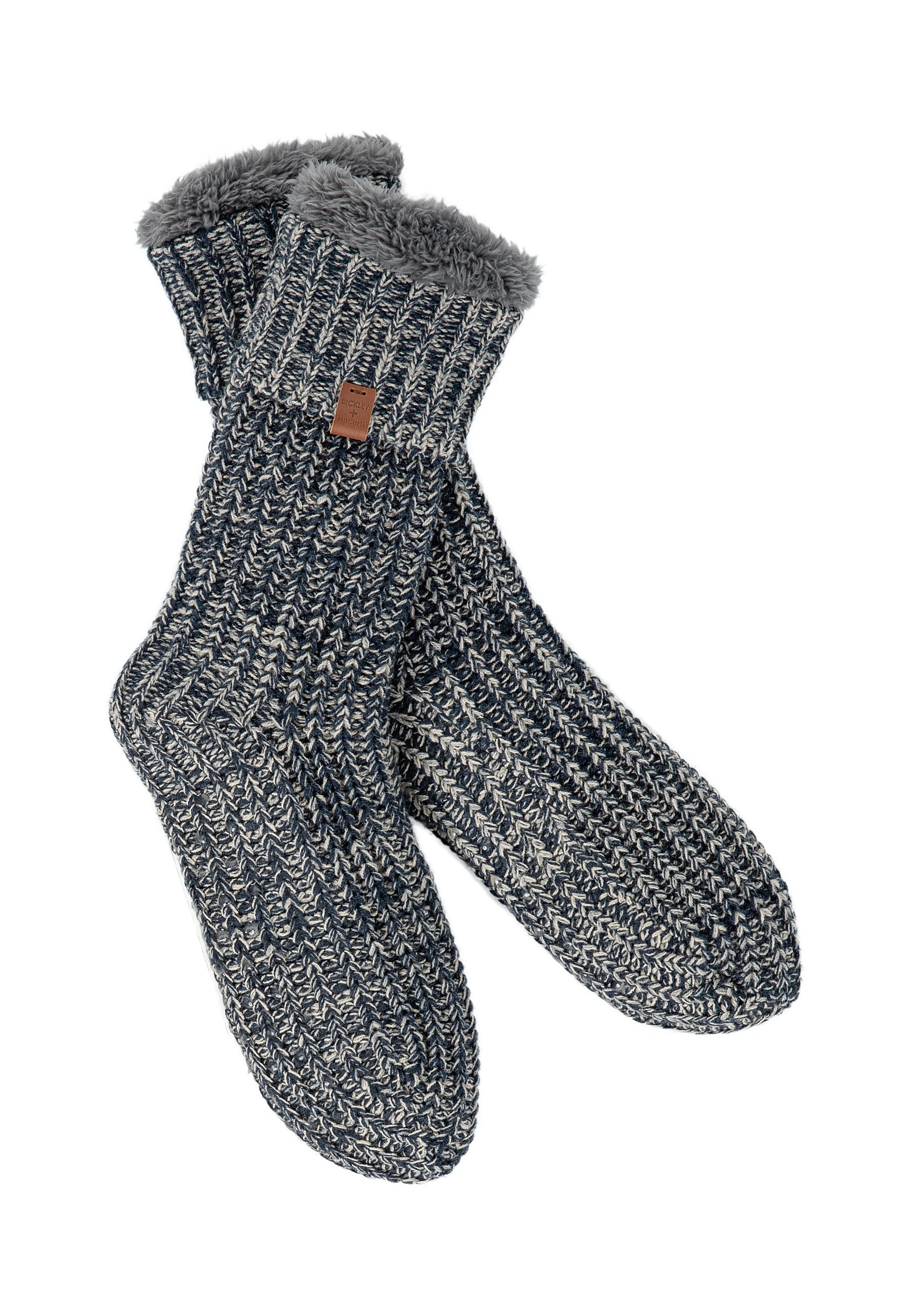 Chunky Knit Twisted Color Slipper Socks