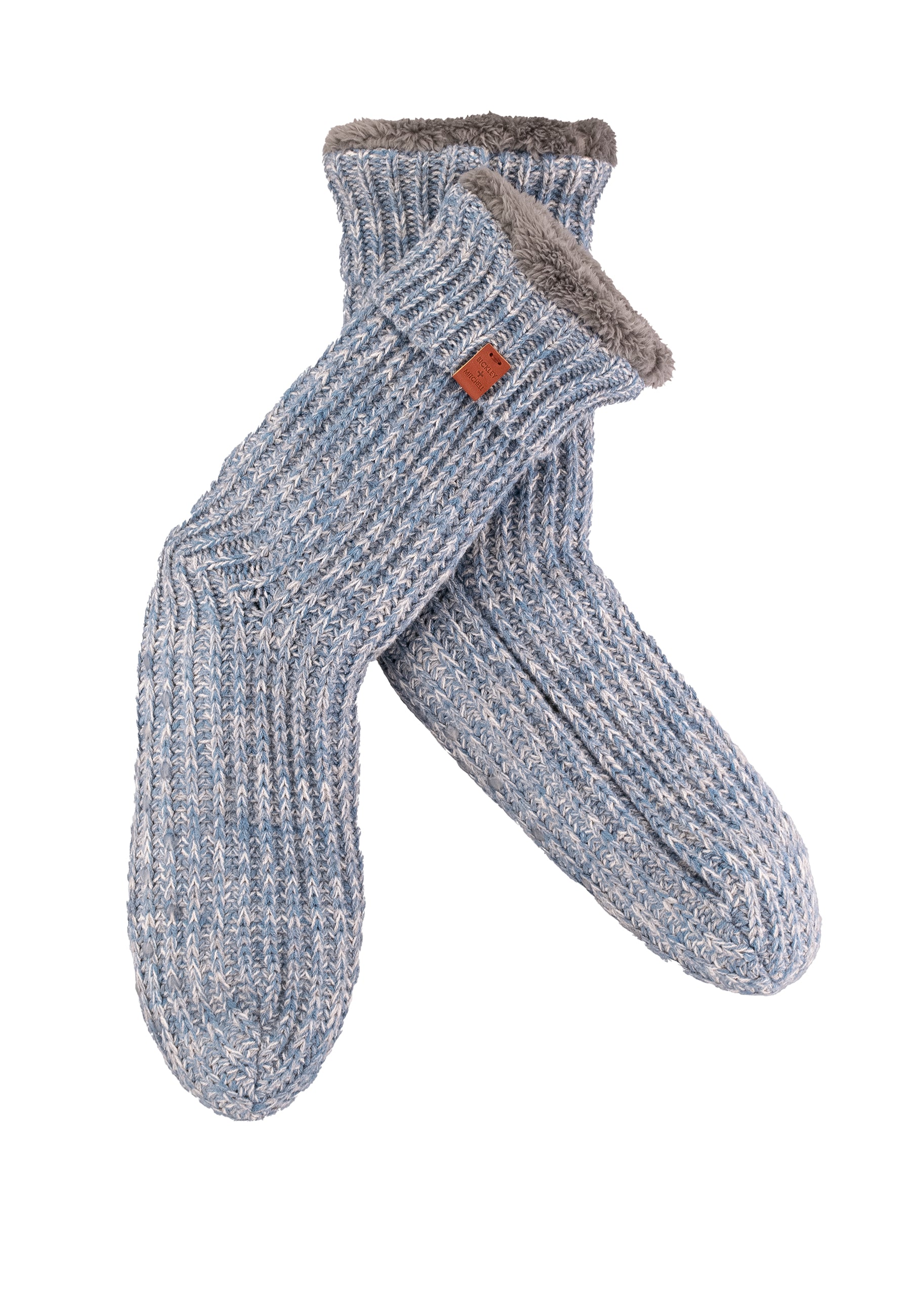 Chunky Knit Twisted Color Slipper Socks