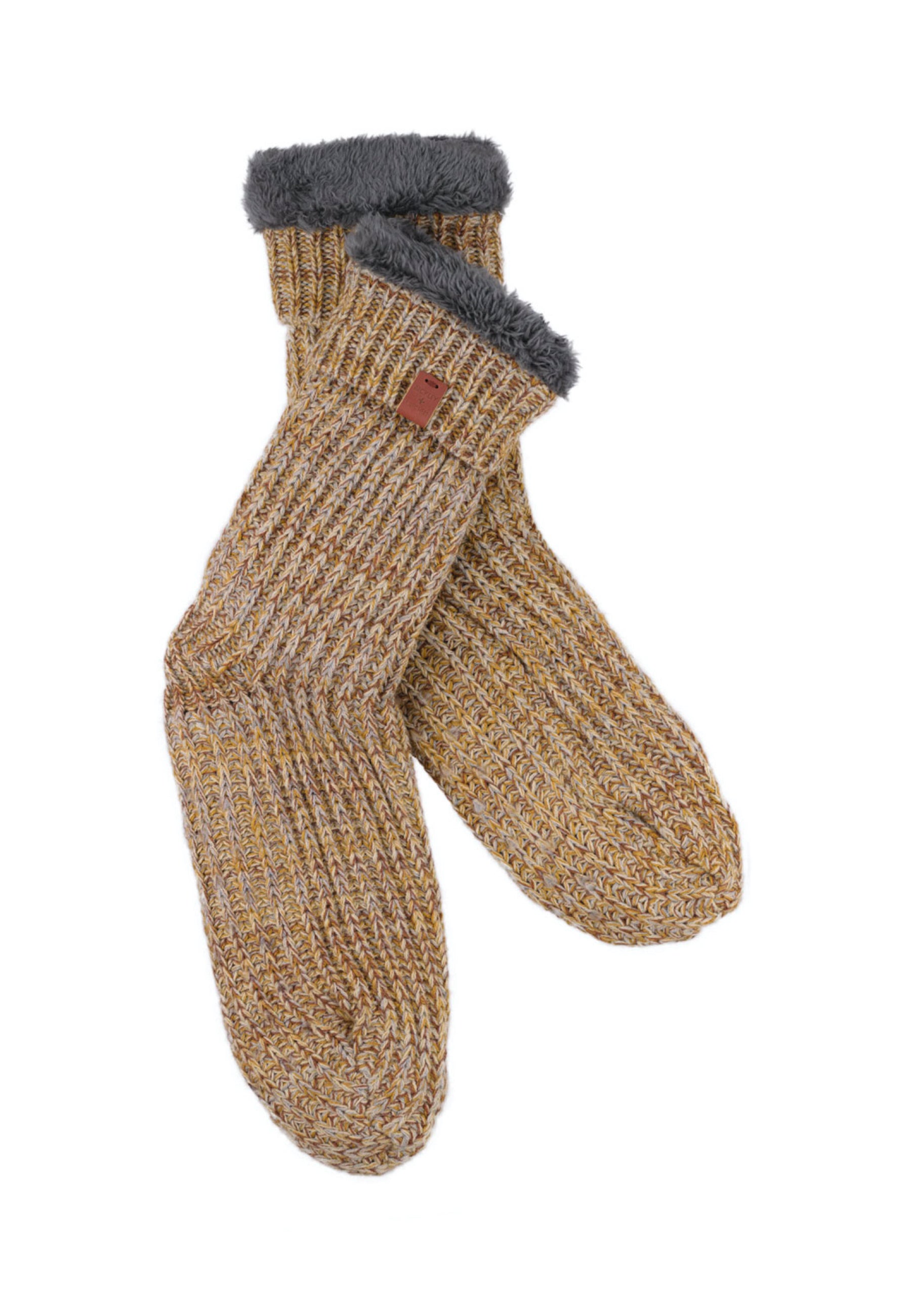 Chunky Knit Twisted Color Slipper Socks
