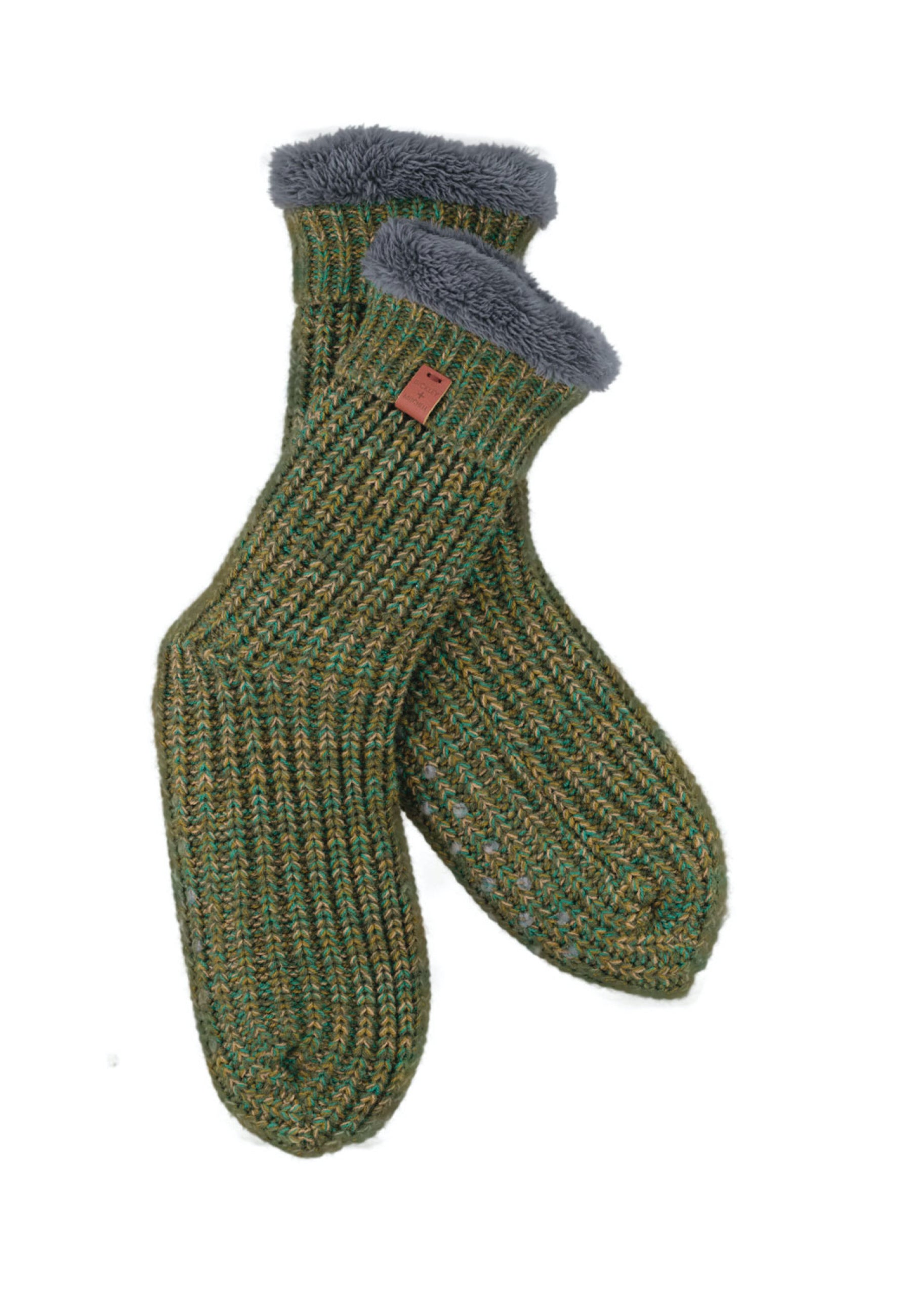 Chunky Knit Twisted Color Slipper Socks