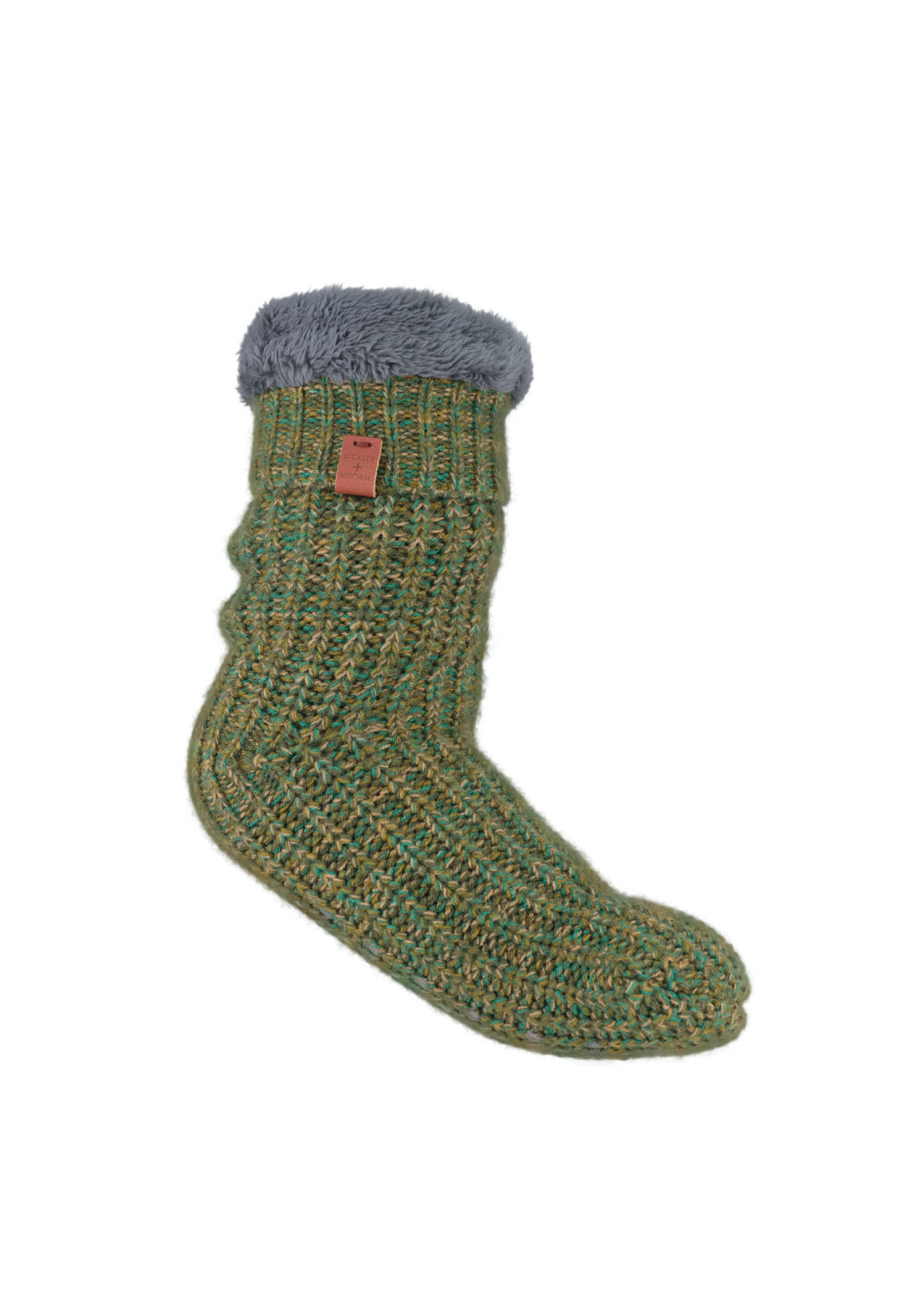 Chunky Knit Twisted Color Slipper Socks