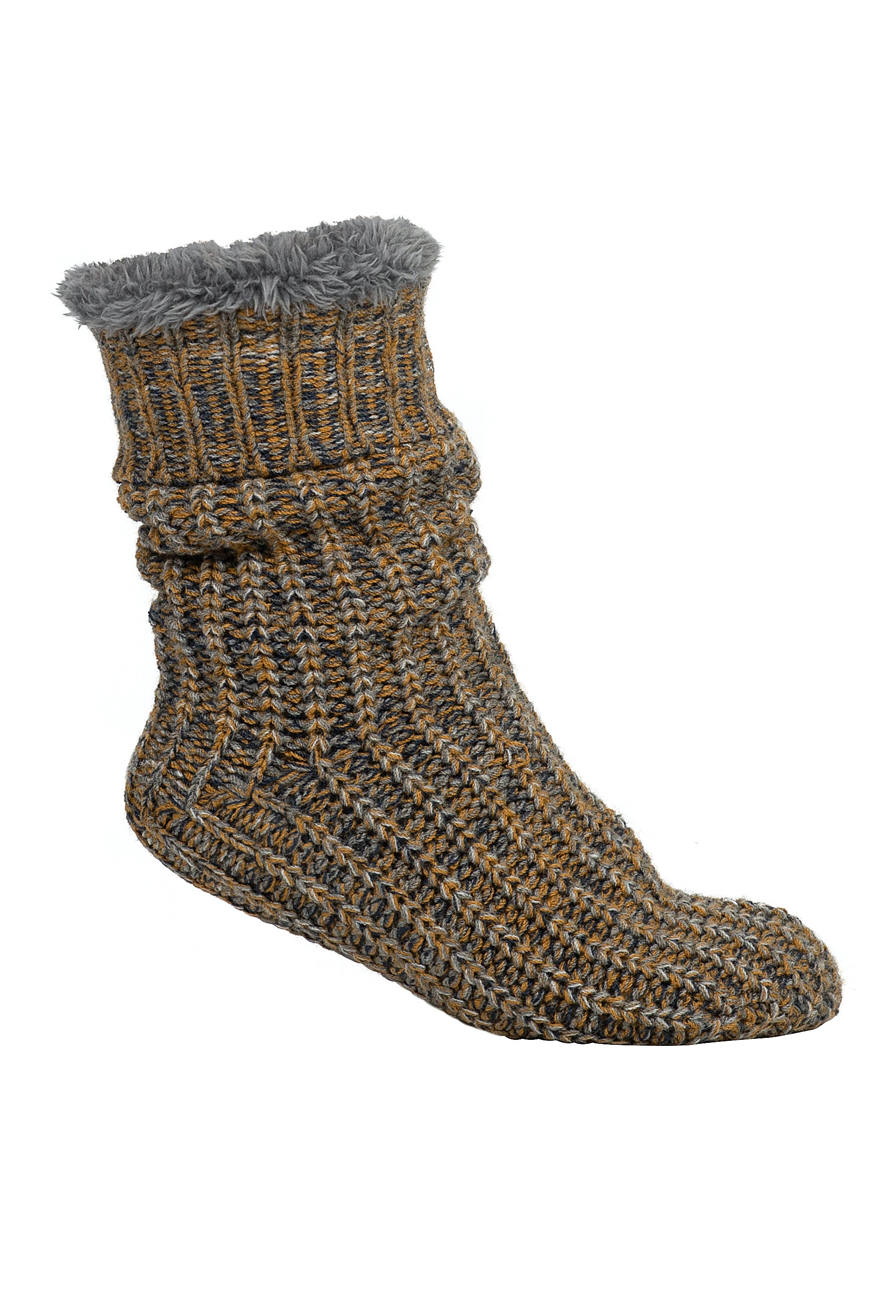 Chunky Knit Twisted Color Slipper Socks