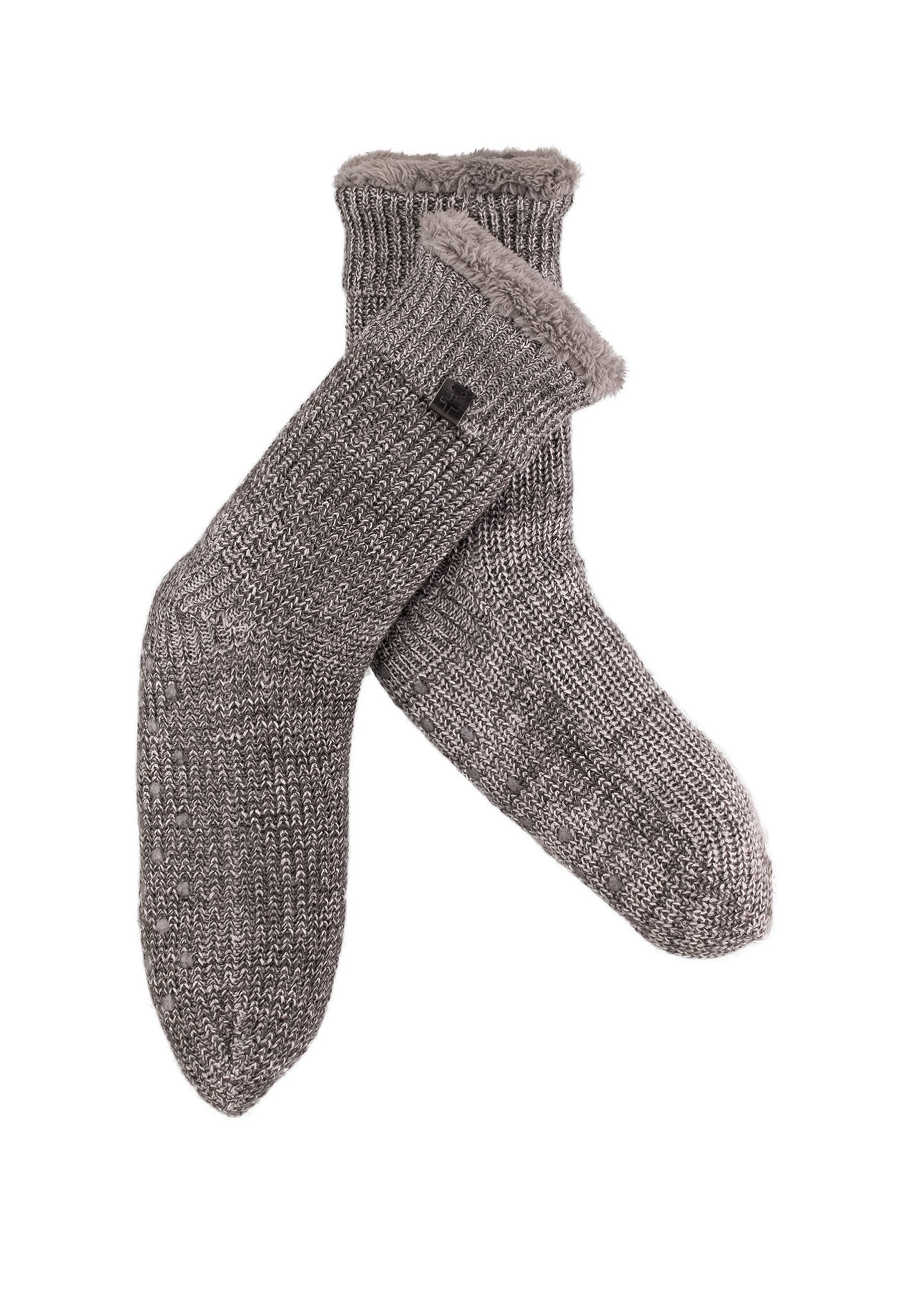 Melange Wool Blend Lined Slipper Socks