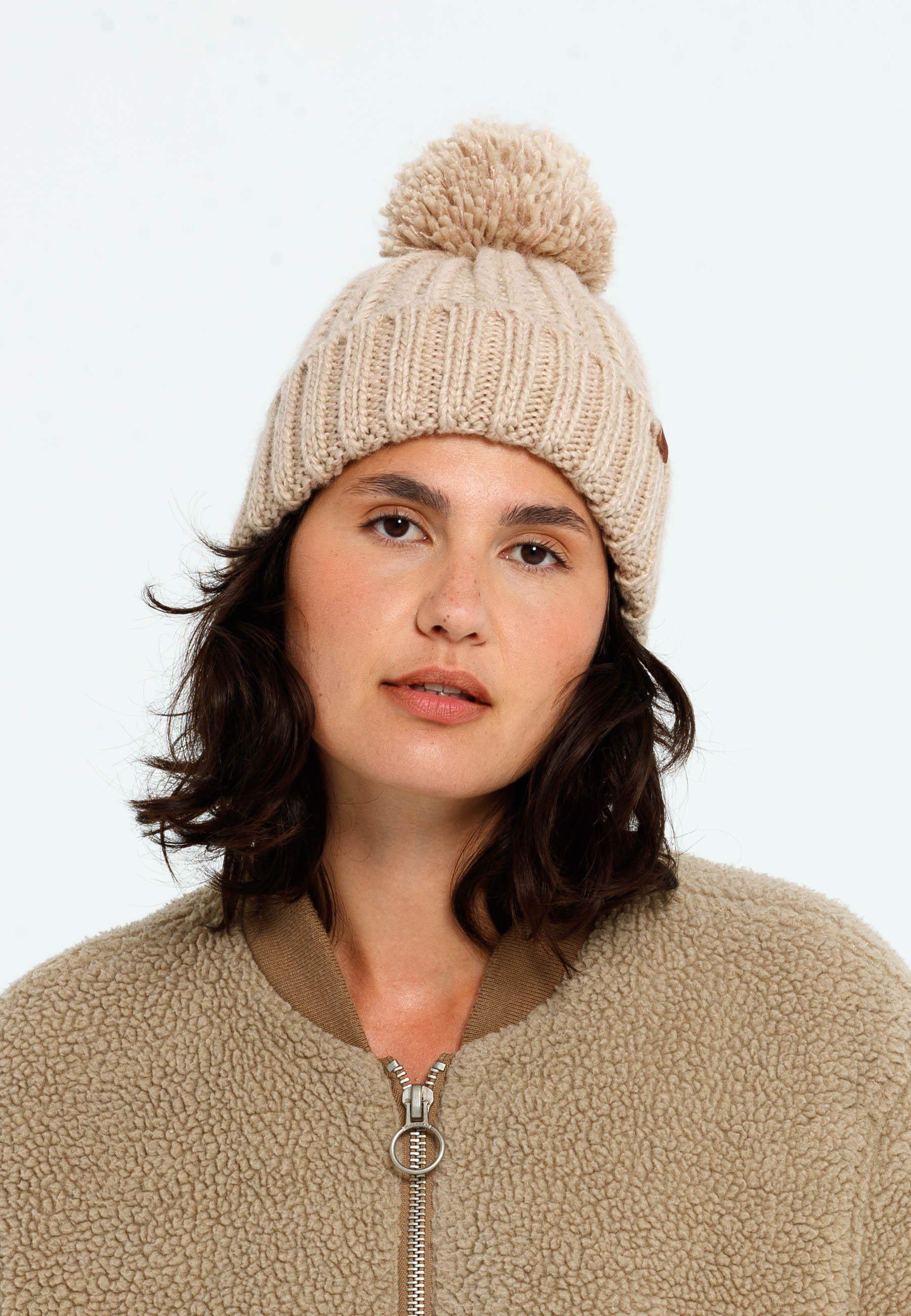 Chunky Cable Knit Pom Pom Beanie