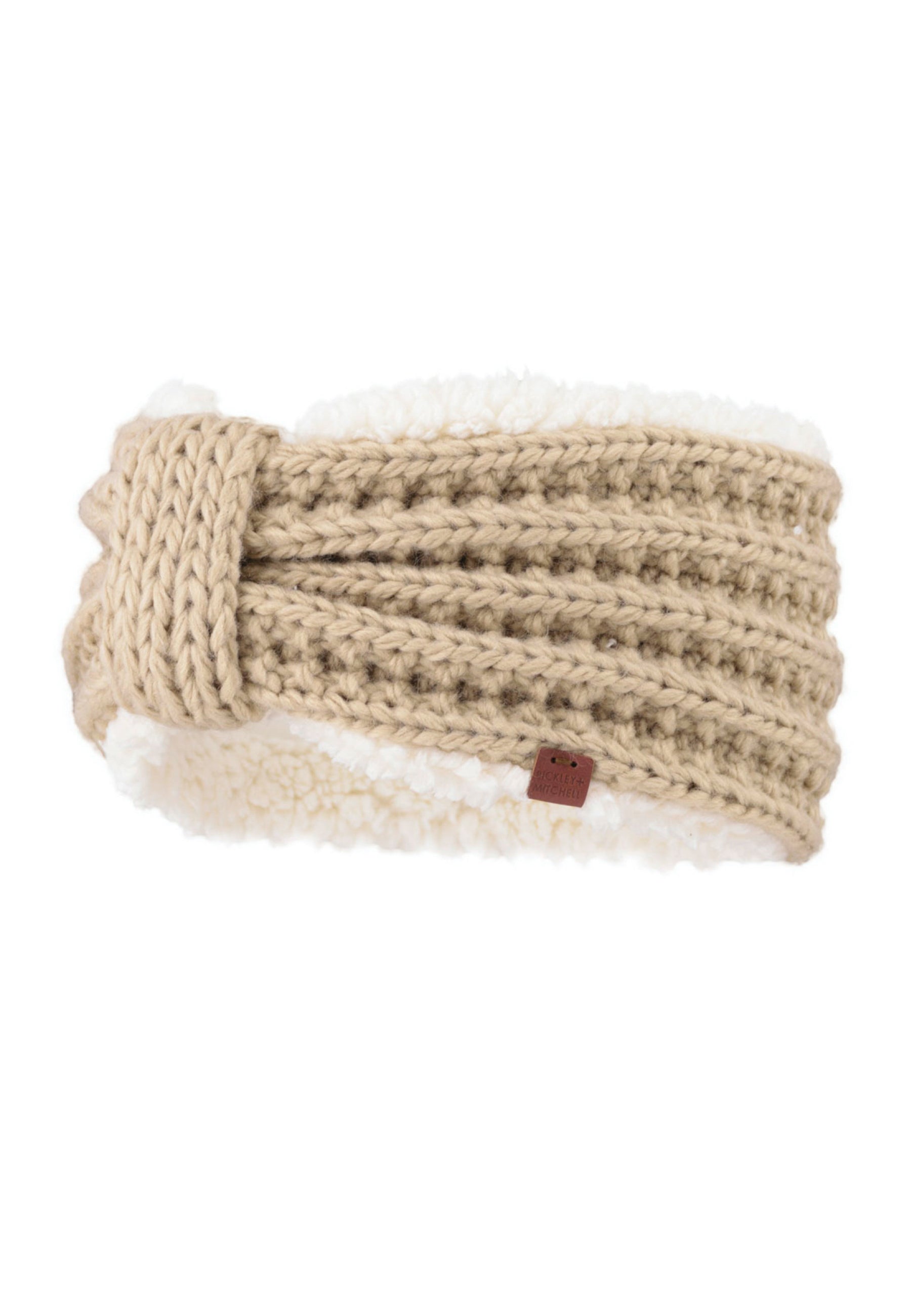 Cable Knit Headband with Teddy Lining