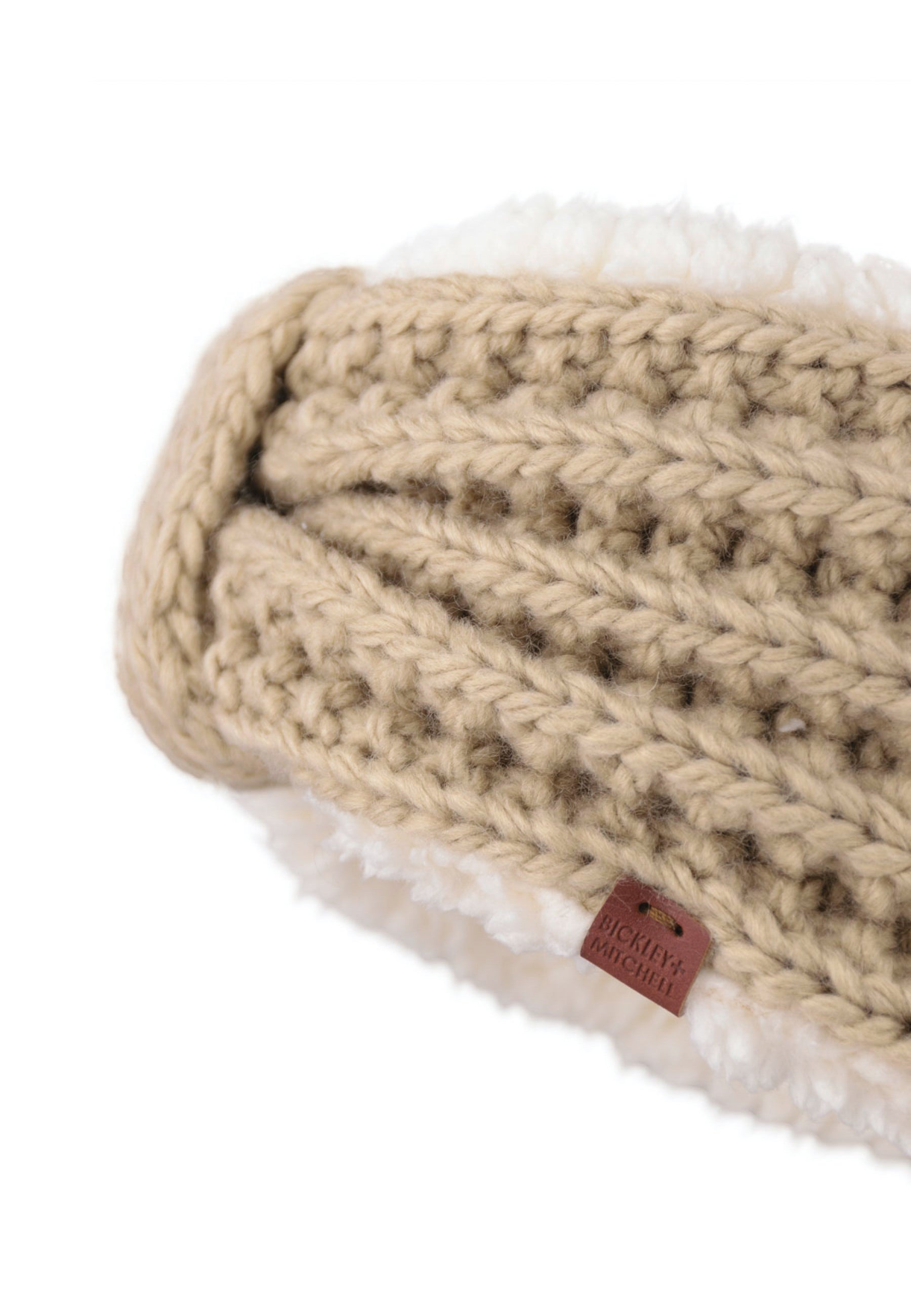 Cable Knit Headband with Teddy Lining