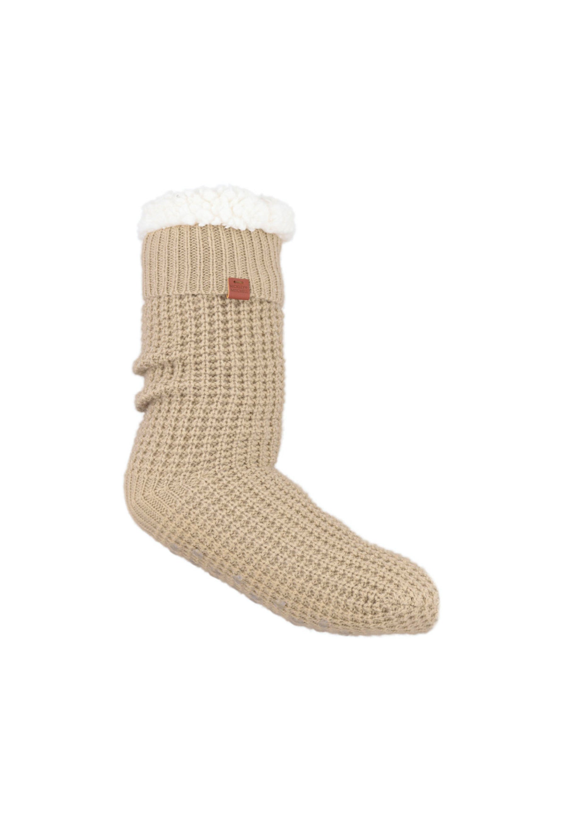 Cozy Waffle Knit Teddy Lined Slipper Socks