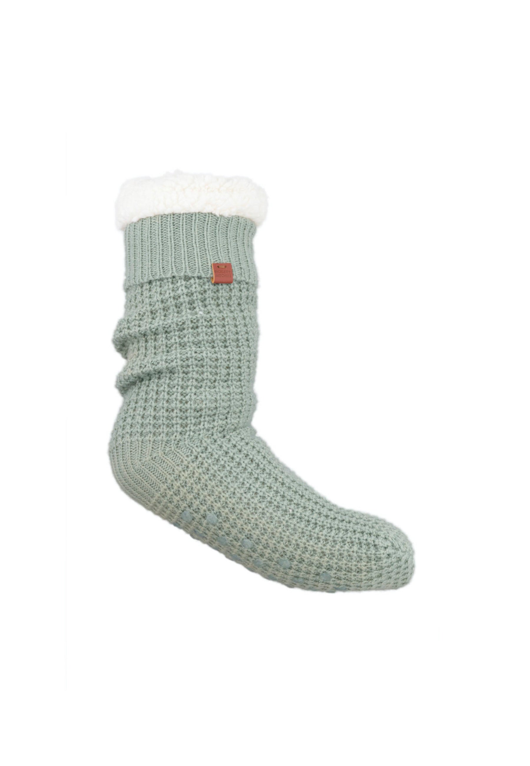 Cozy Waffle Knit Teddy Lined Slipper Socks