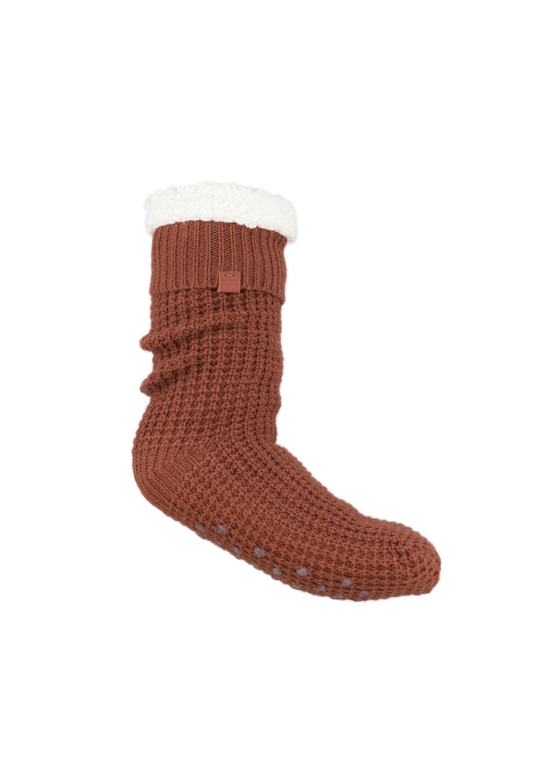 Cozy Waffle Knit Teddy Lined Slipper Socks