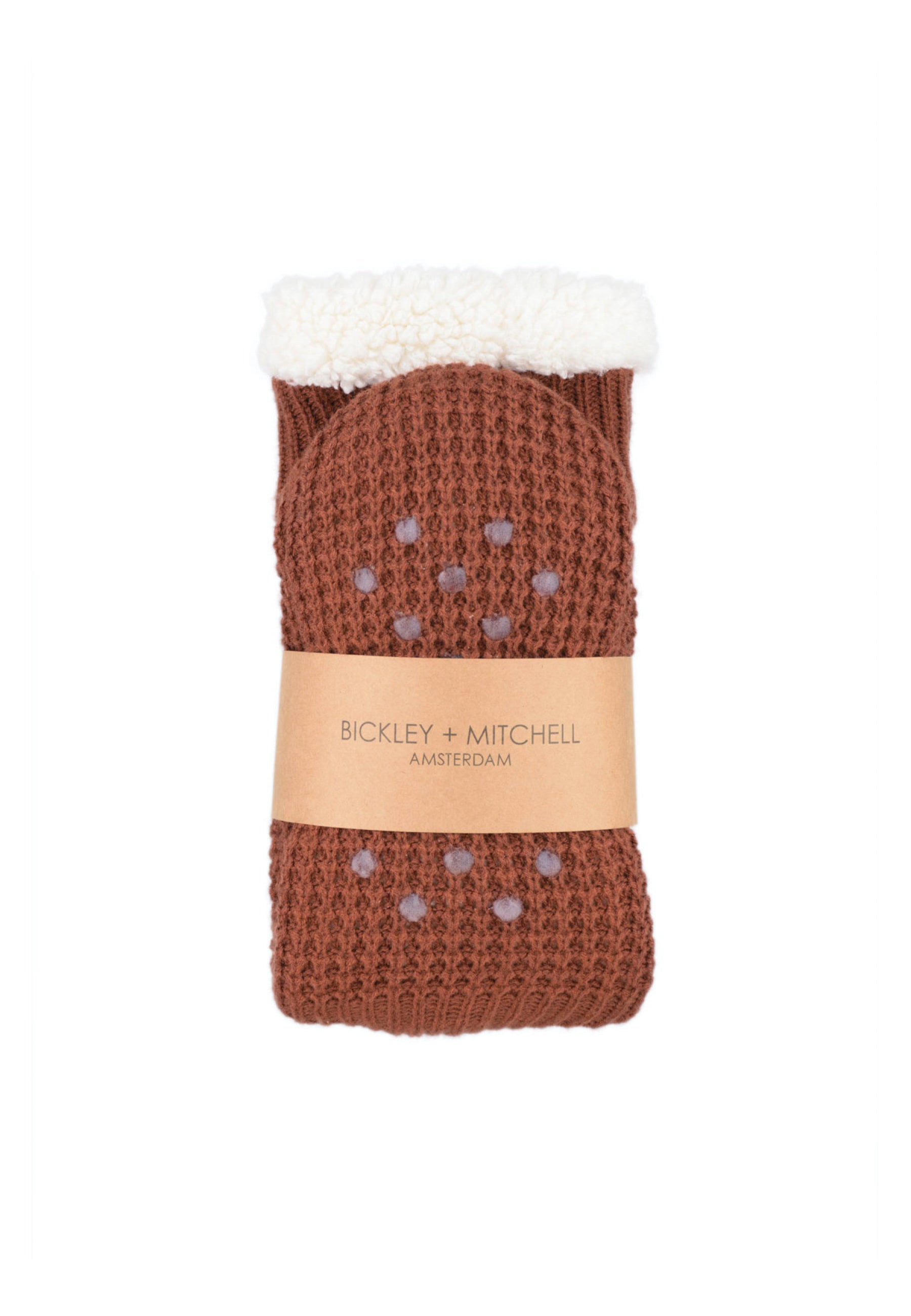 Cozy Waffle Knit Teddy Lined Slipper Socks