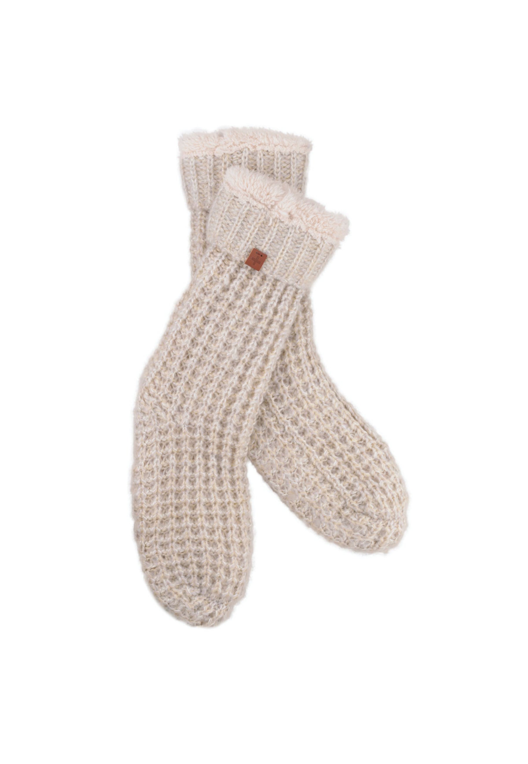 Chunky Waffle Knit Teddy Lined Slipper Socks