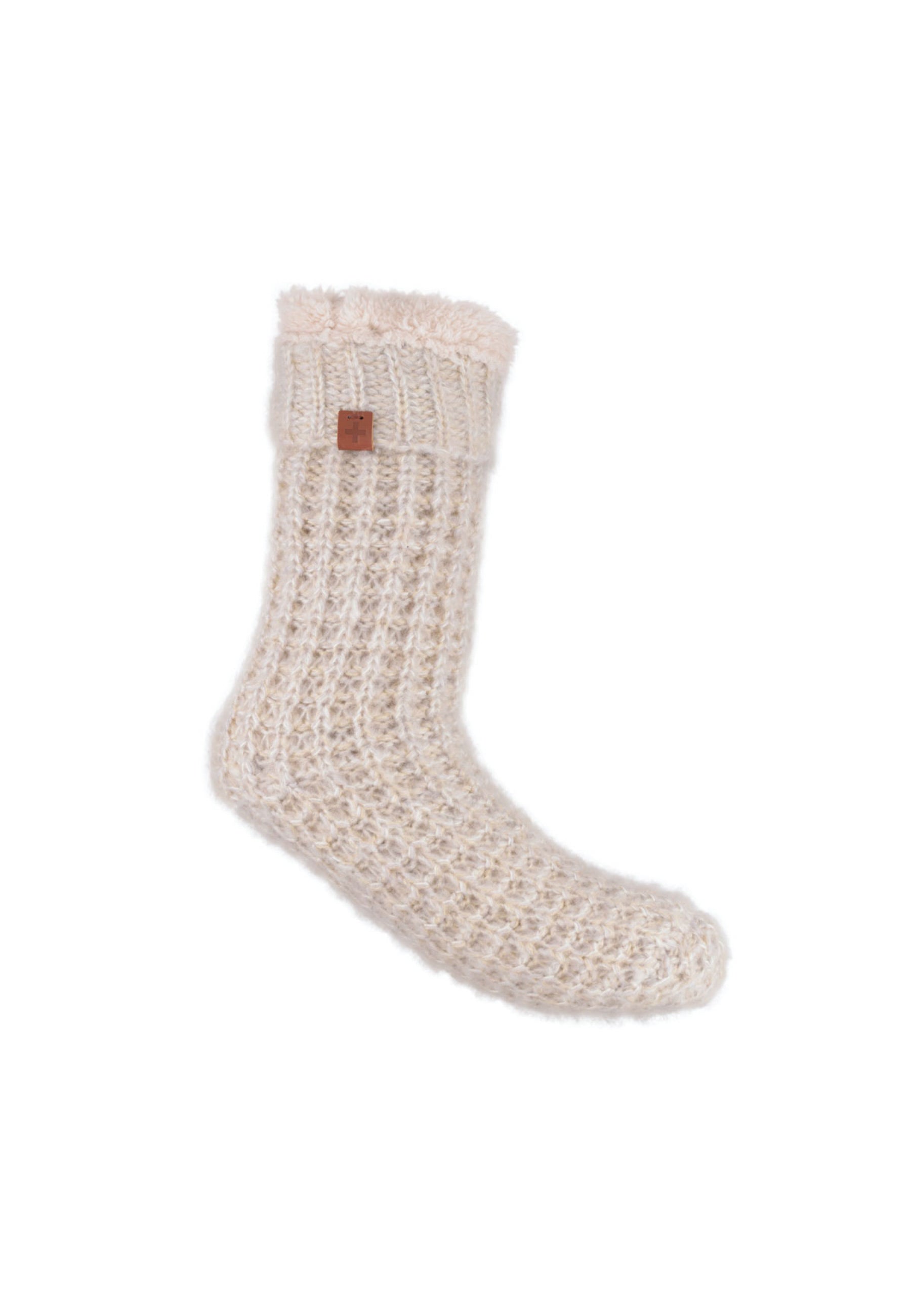 Chunky Waffle Knit Teddy Lined Slipper Socks