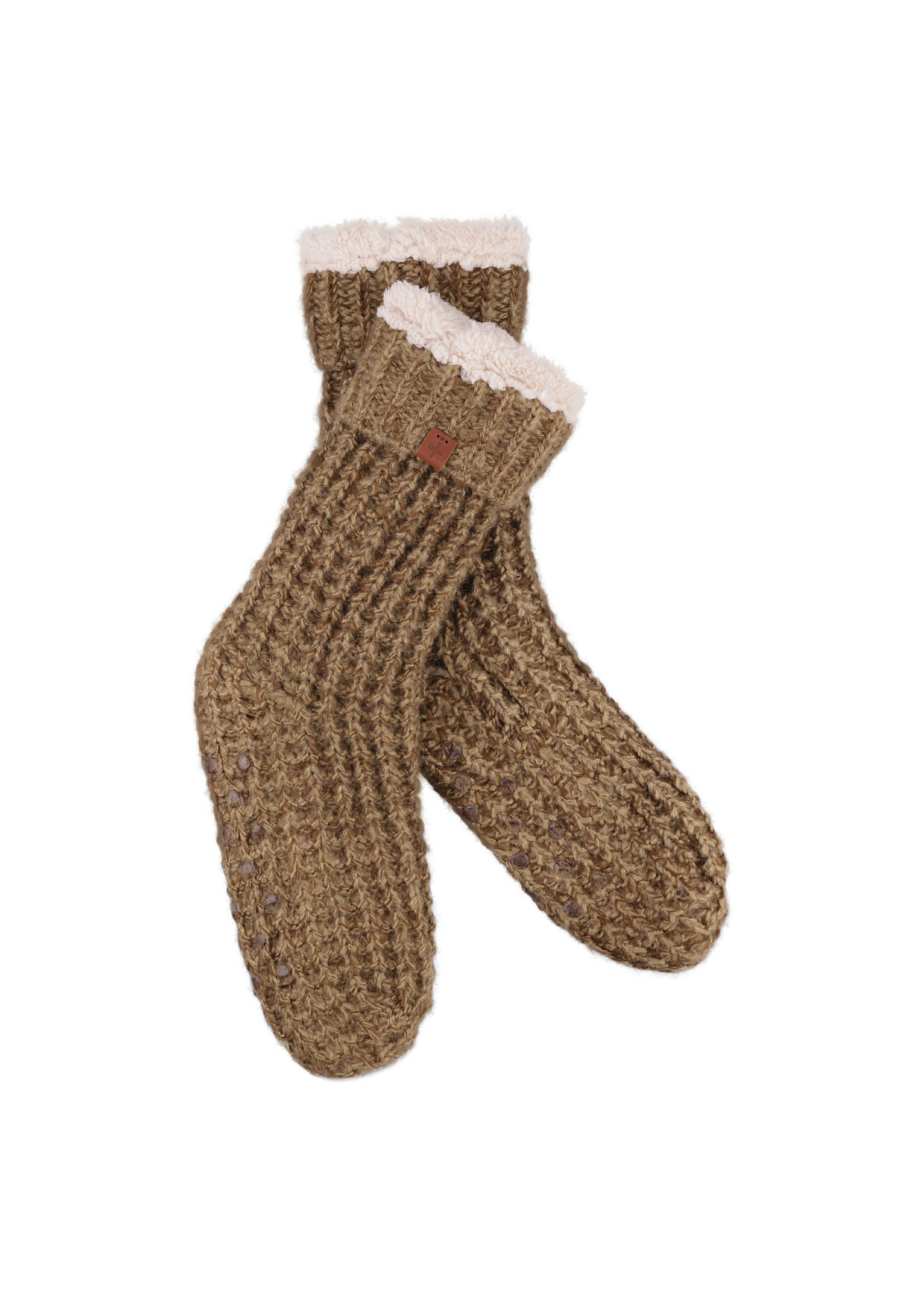 Chunky Waffle Knit Teddy Lined Slipper Socks