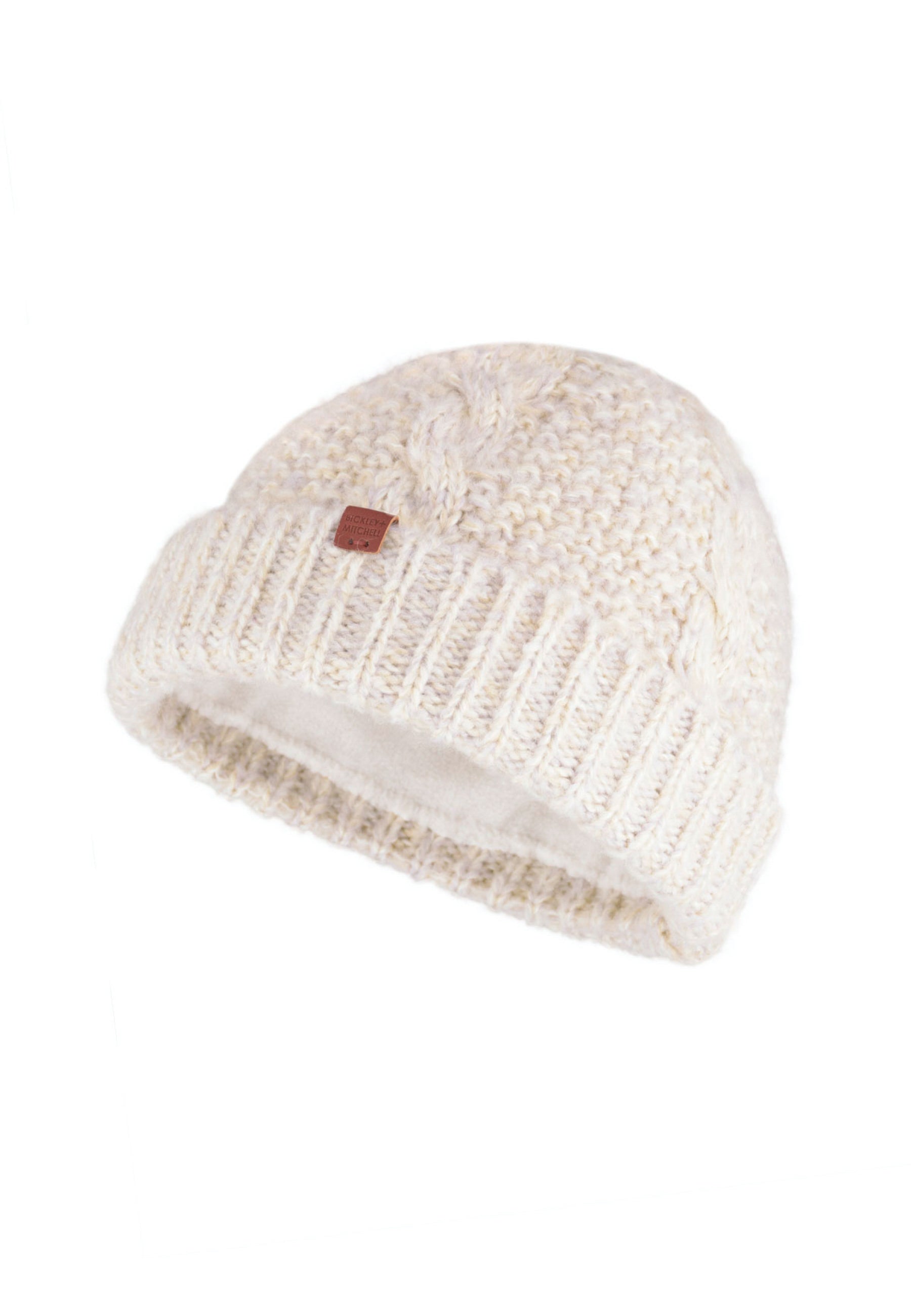 Short Soft Cable Fleece Lined Beanie