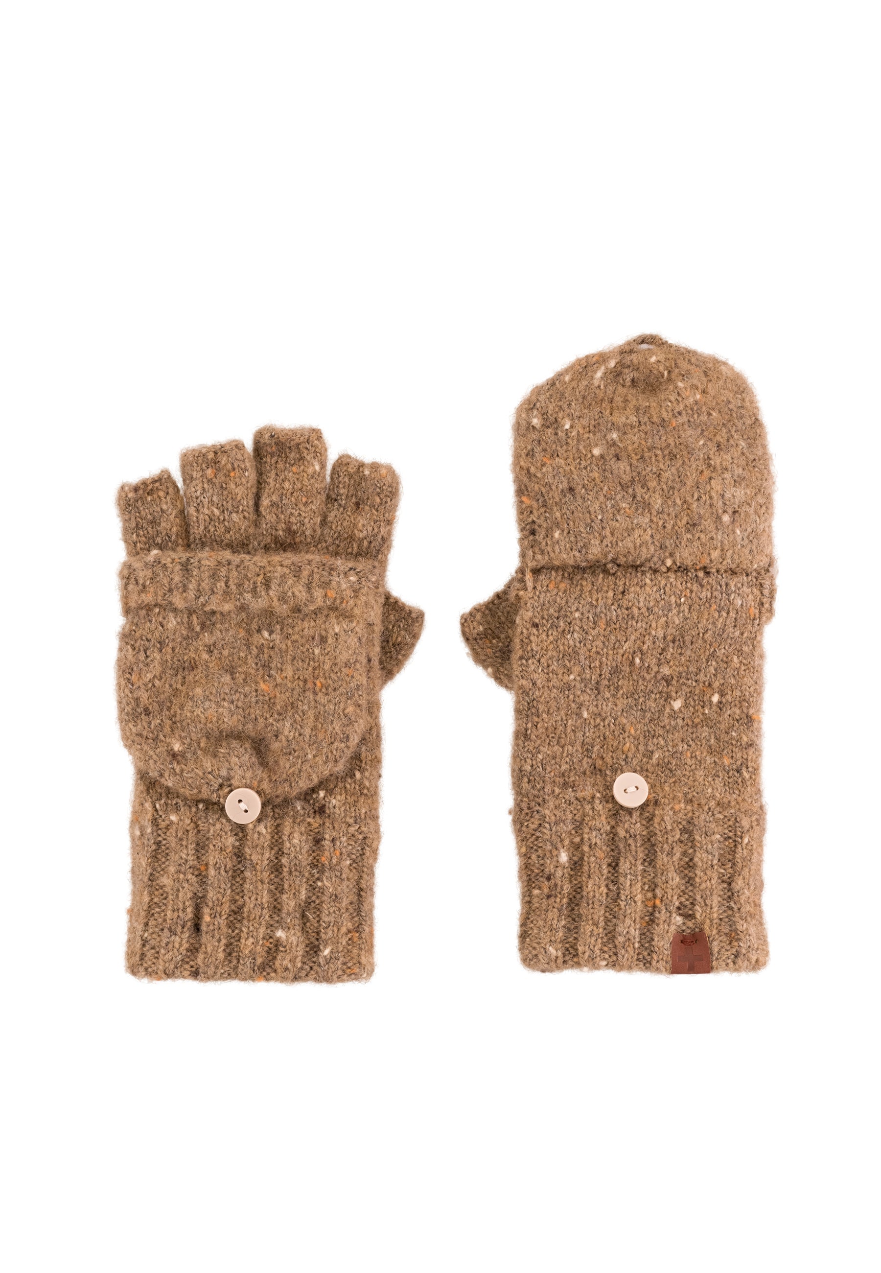 Flecked Wool Blend Fingerless Gloves