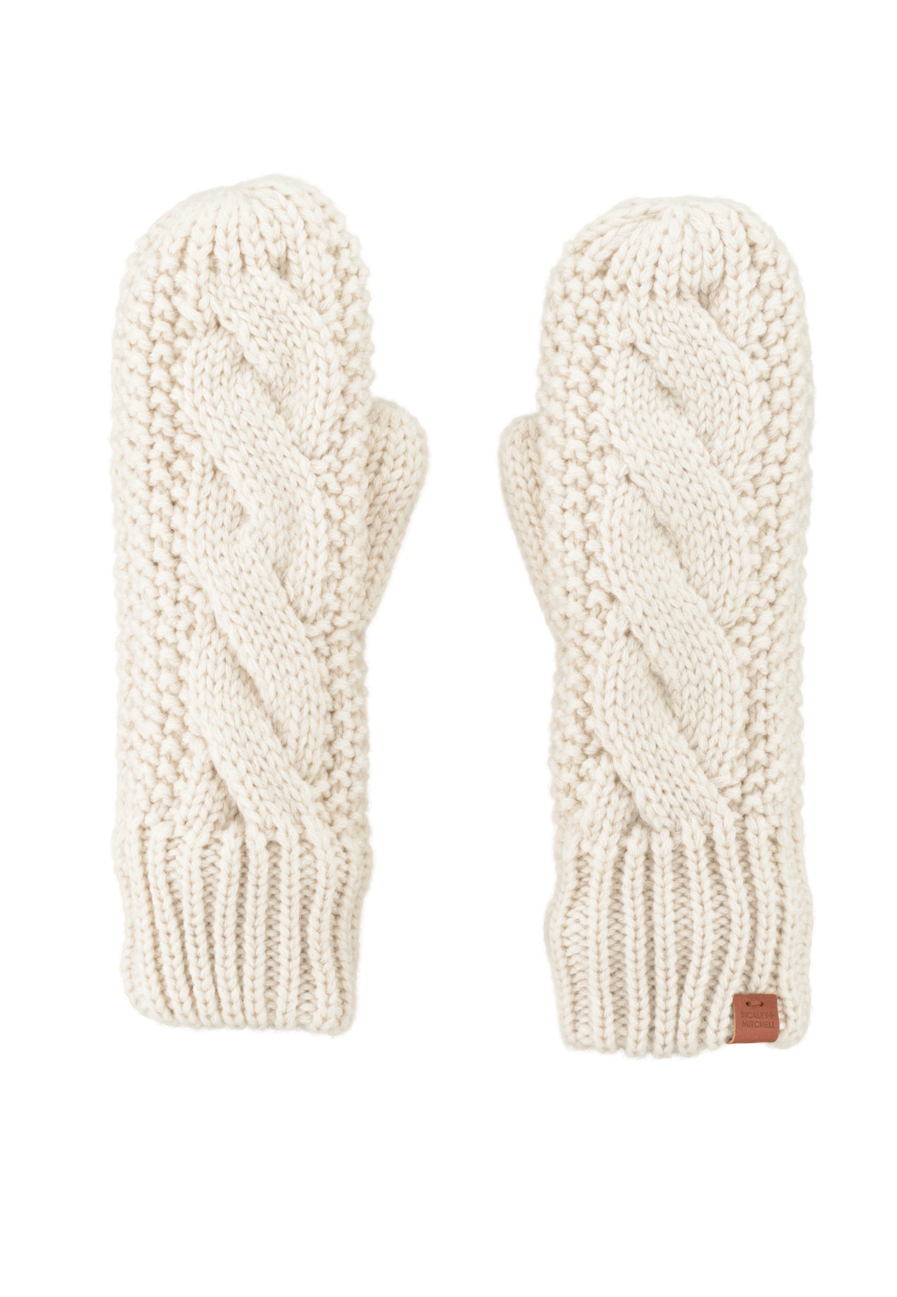 Cable-Knit Wool Blend Fleece Lined Mittens