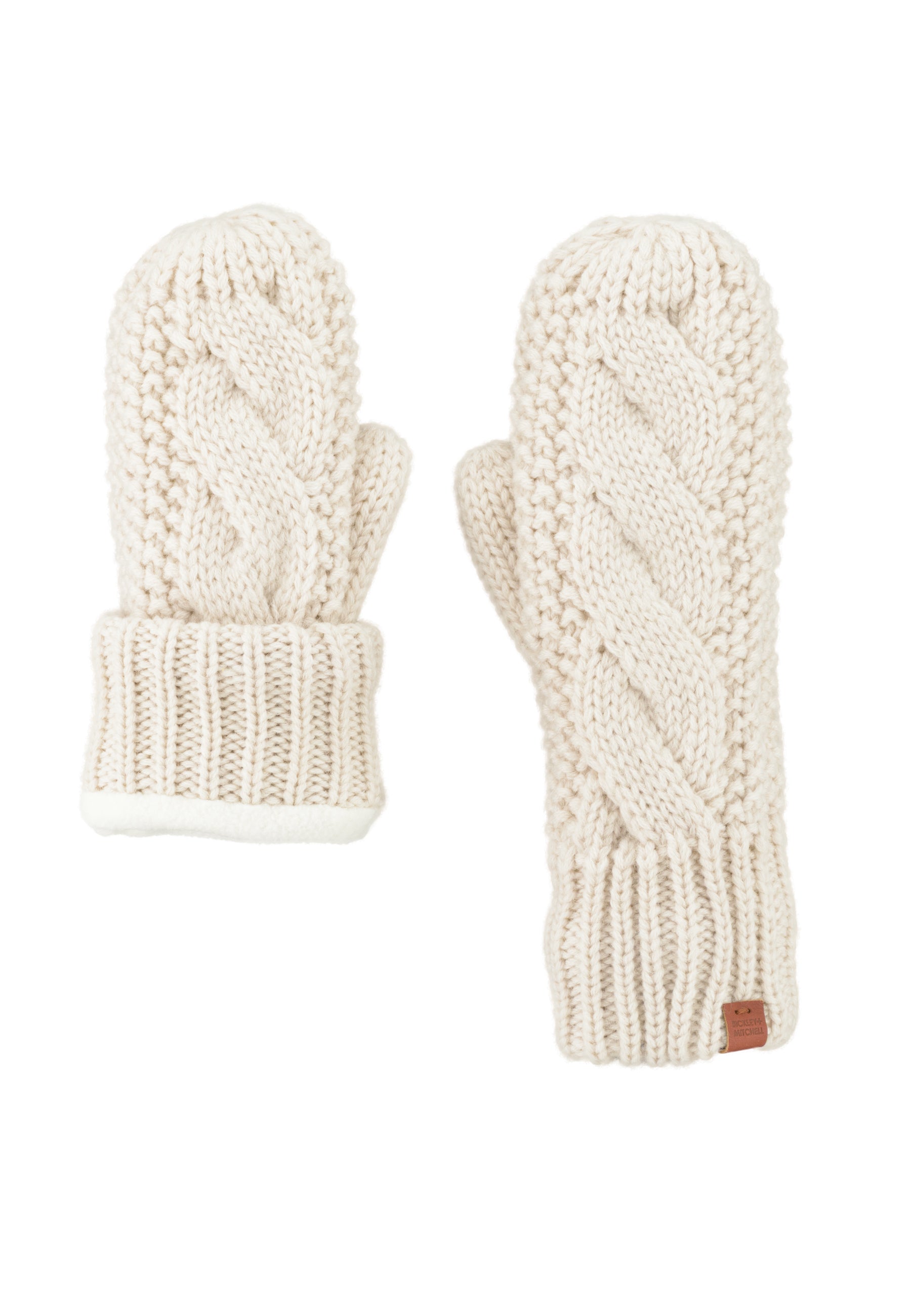 Cable-Knit Wool Blend Fleece Lined Mittens