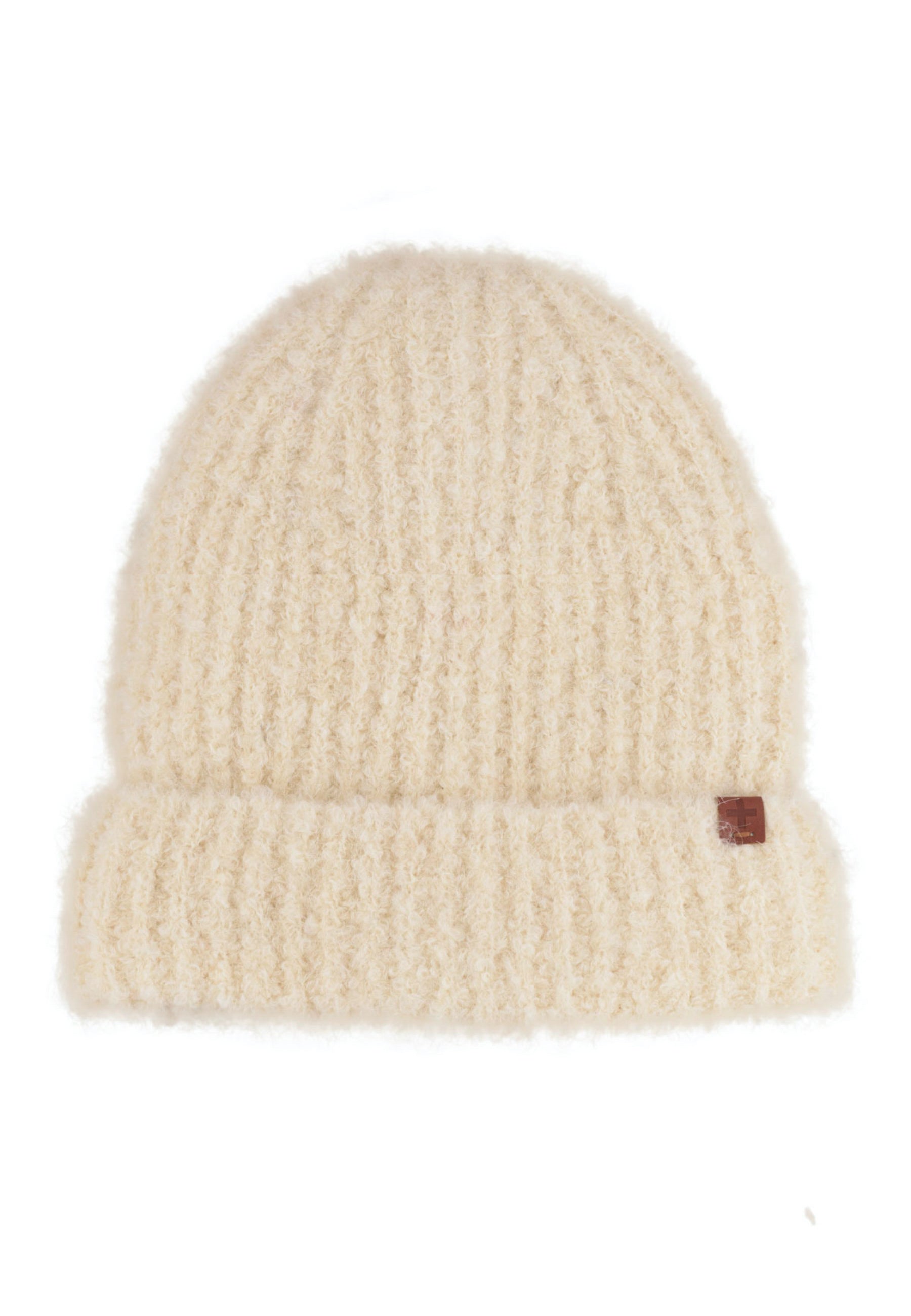 Boucle Wool Blend Teddy Lined Beanie