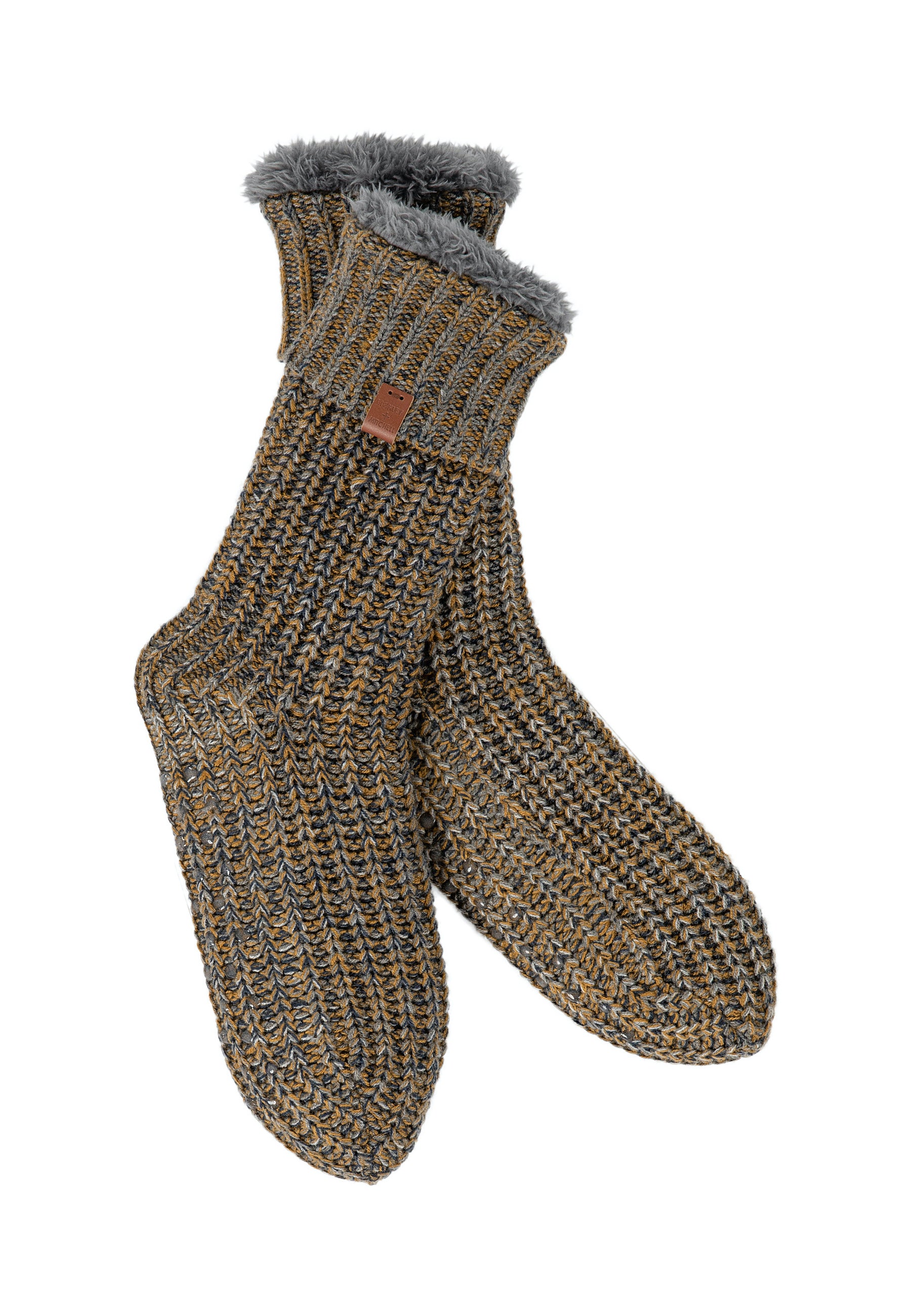 Chunky Knit Twisted Color Slipper Socks
