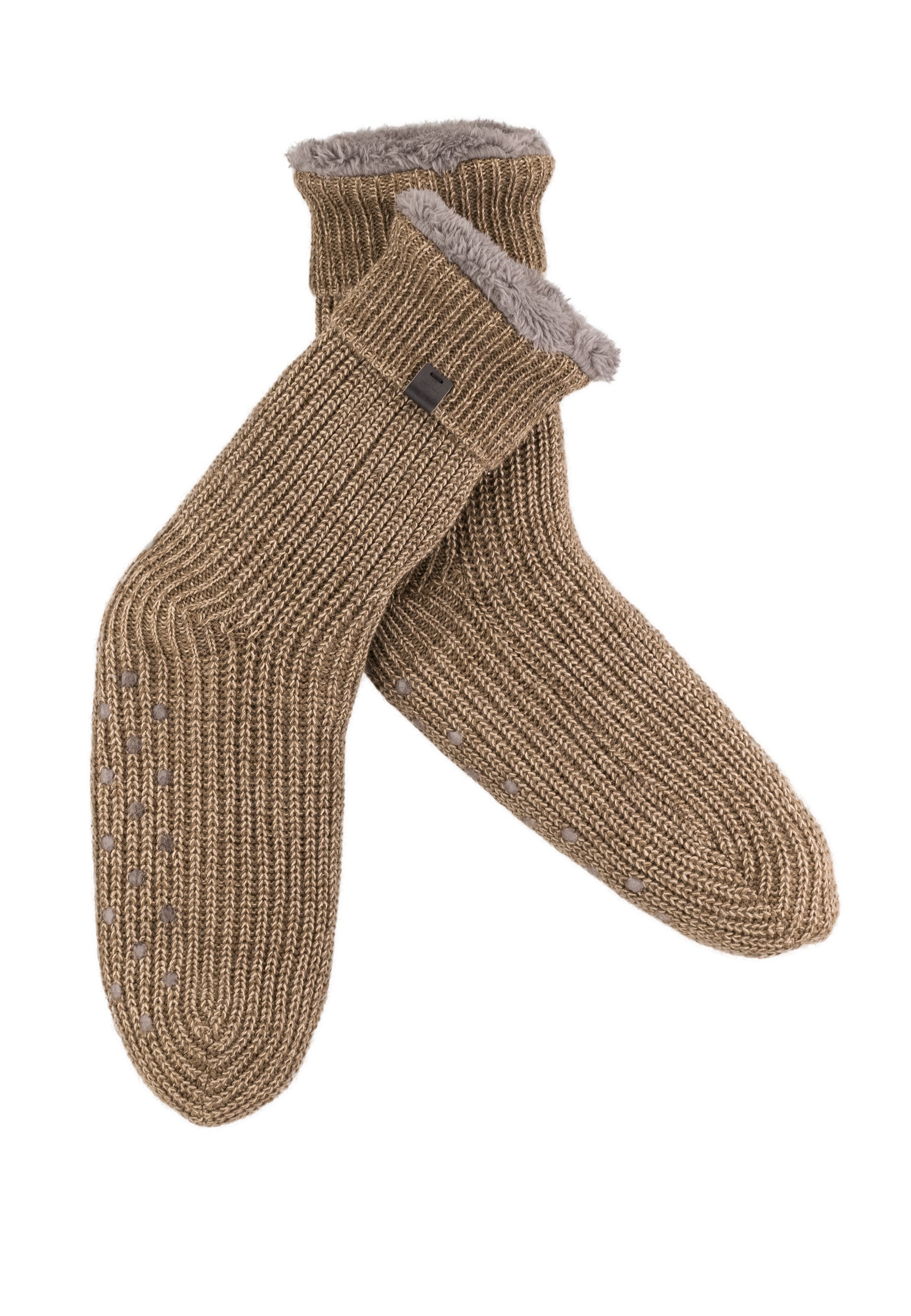 Melange Wool Blend Lined Slipper Socks