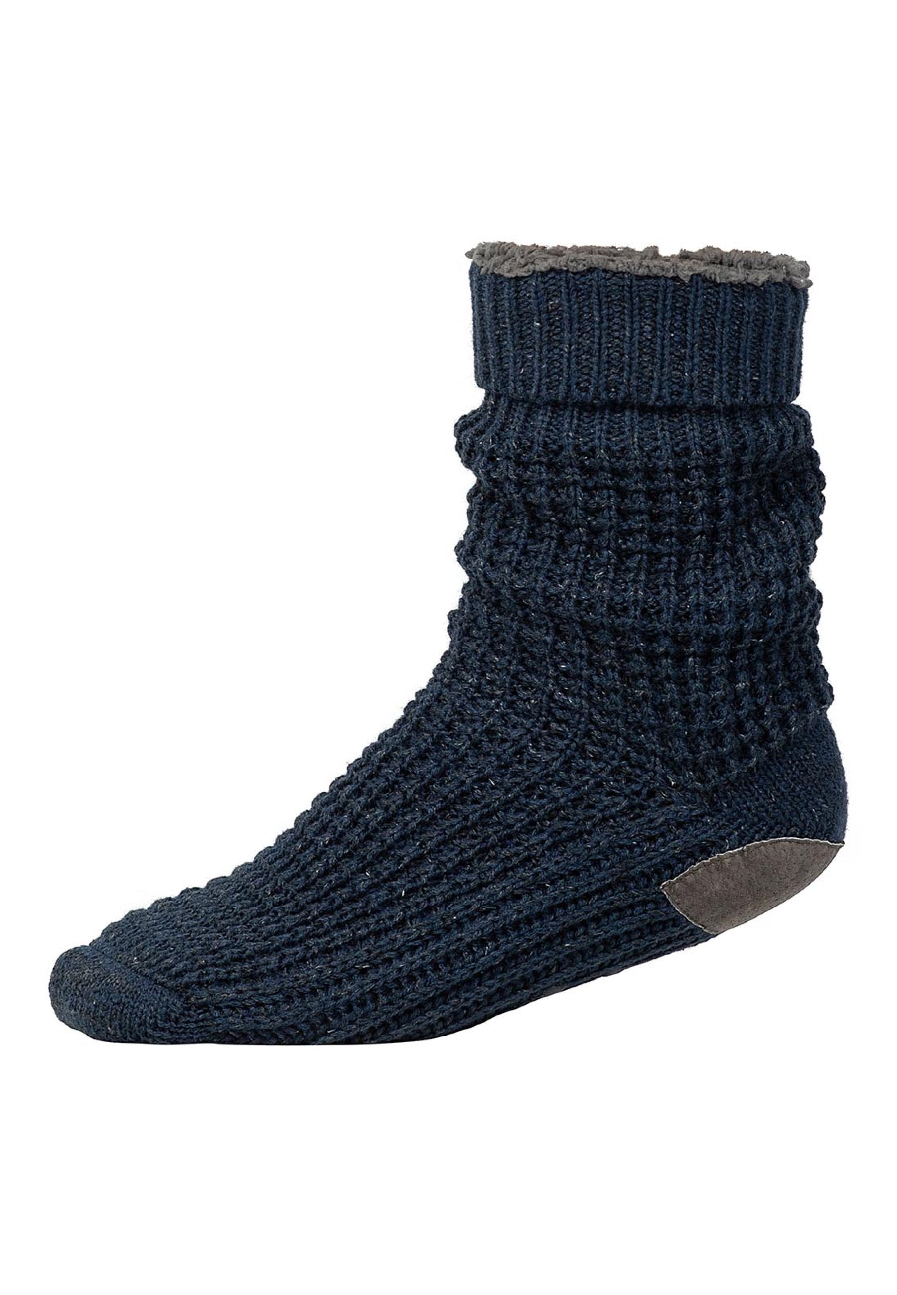 Indigo Wool Blend Slipper Socks