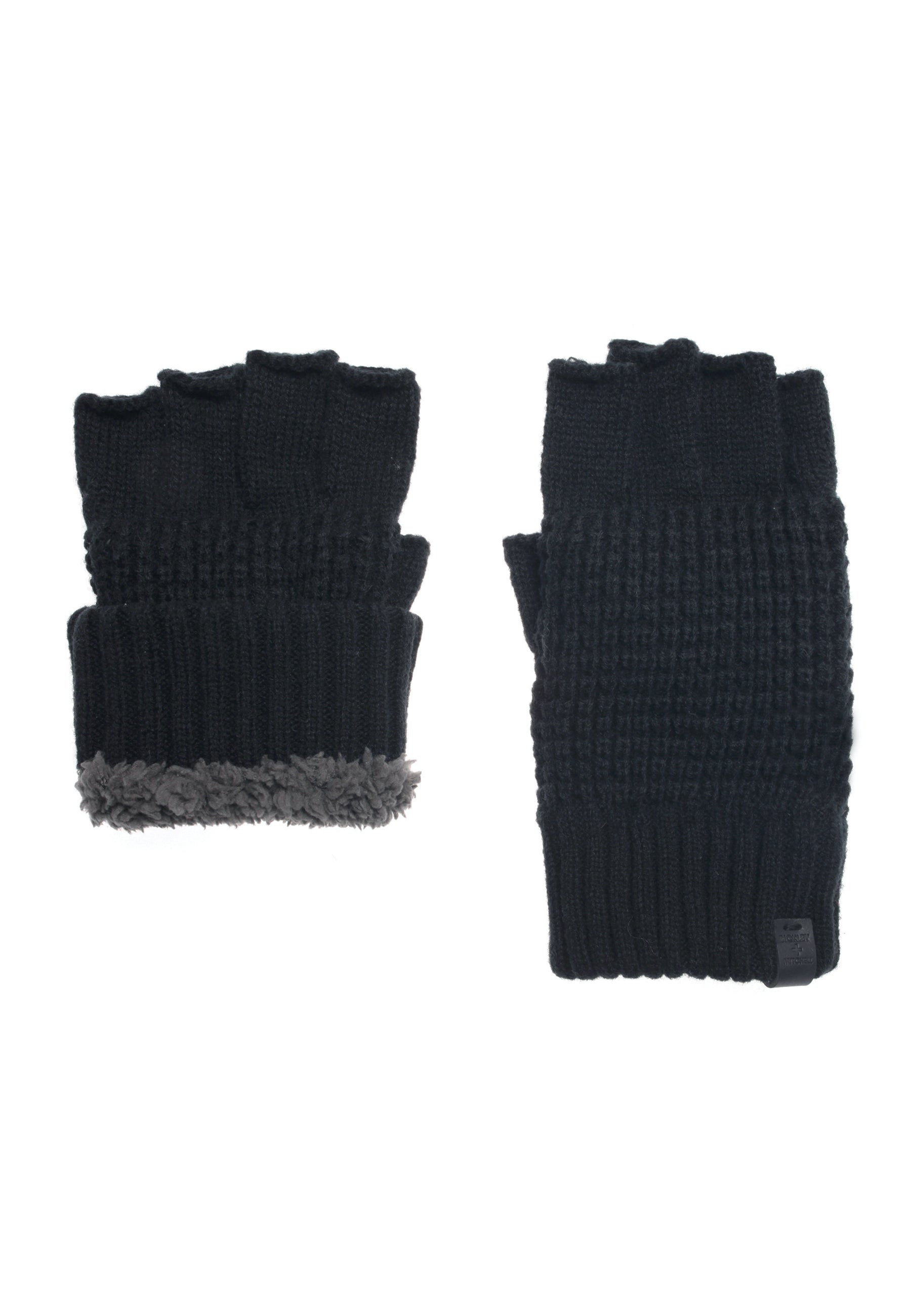 Wool Waffle Teddy Fingerless Gloves