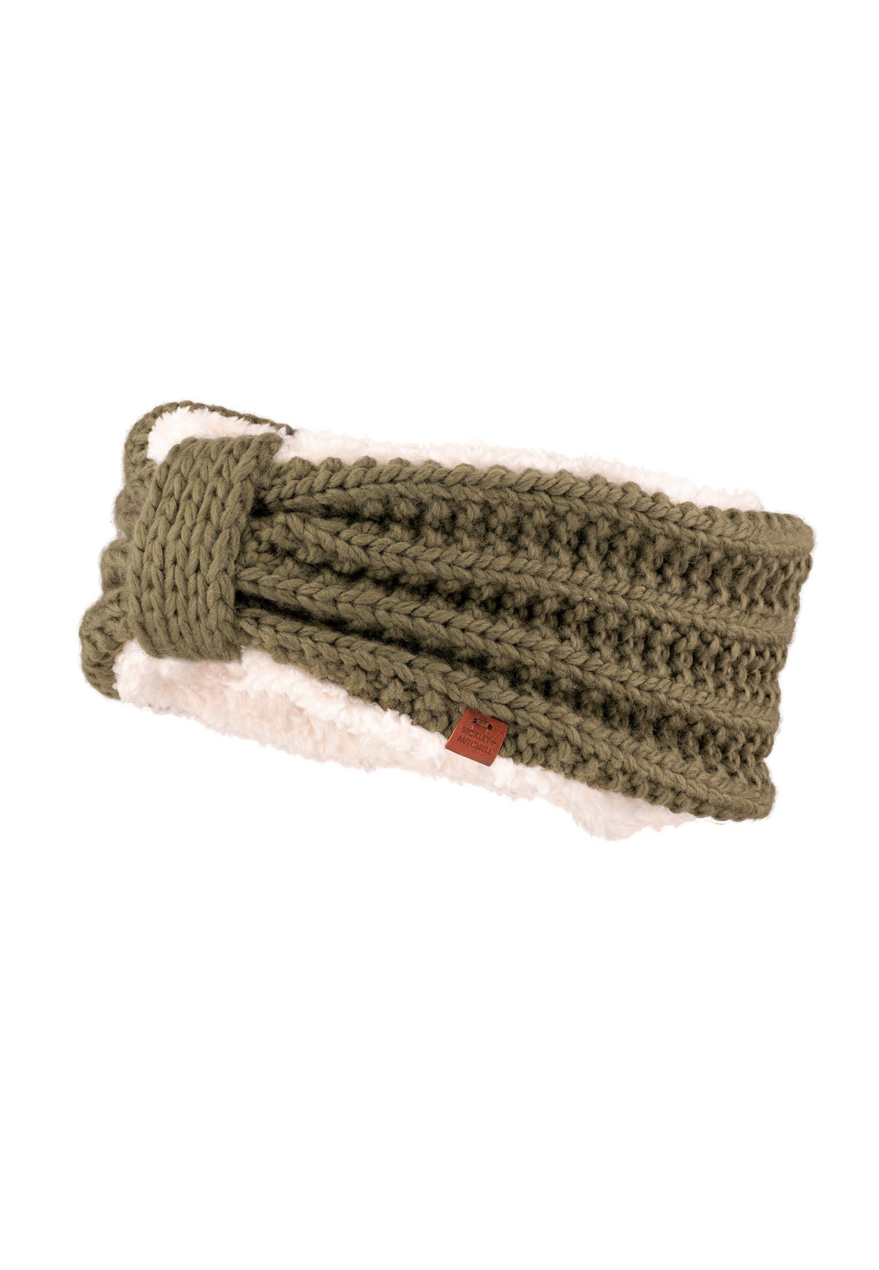 Cable Knit Headband with Teddy Lining