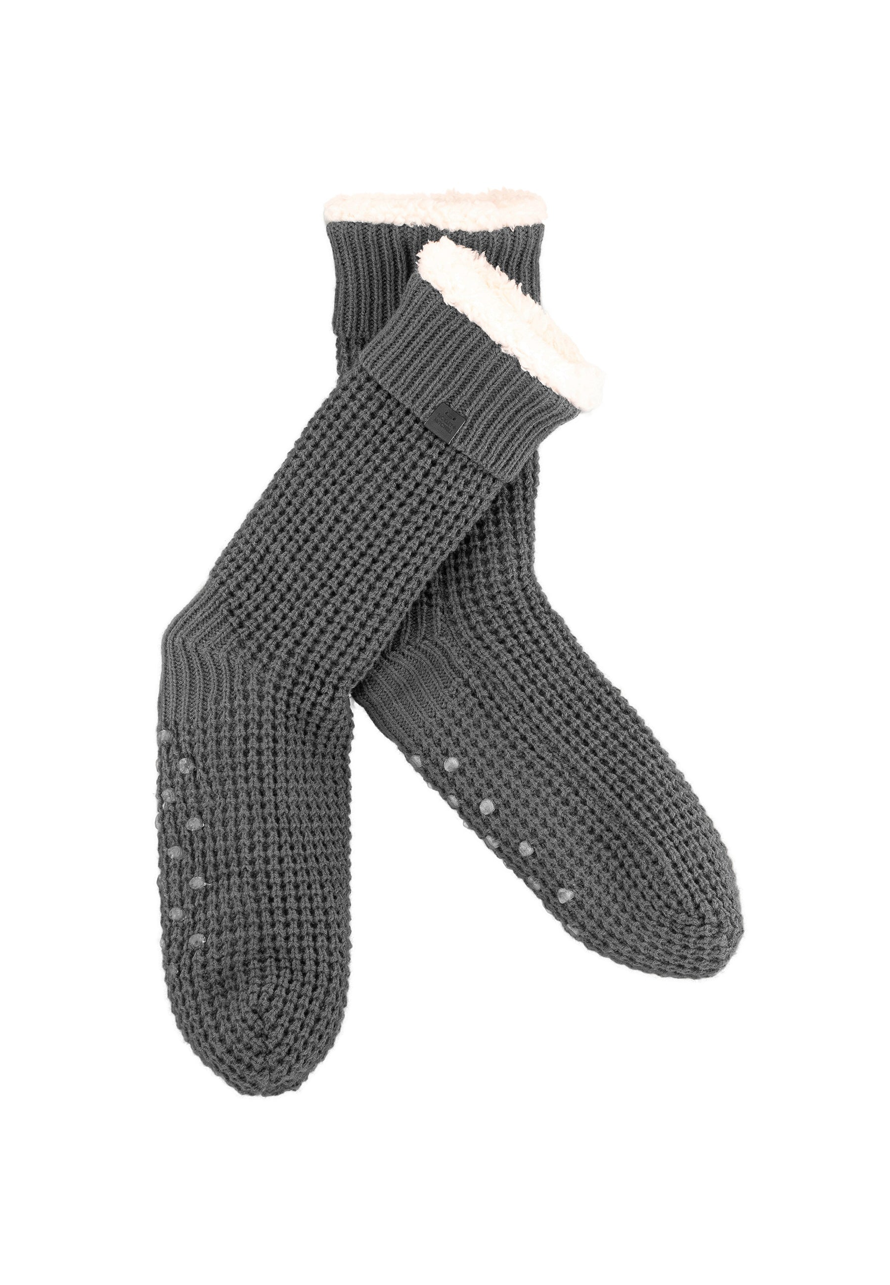 Cozy Waffle Knit Teddy Lined Slipper Socks