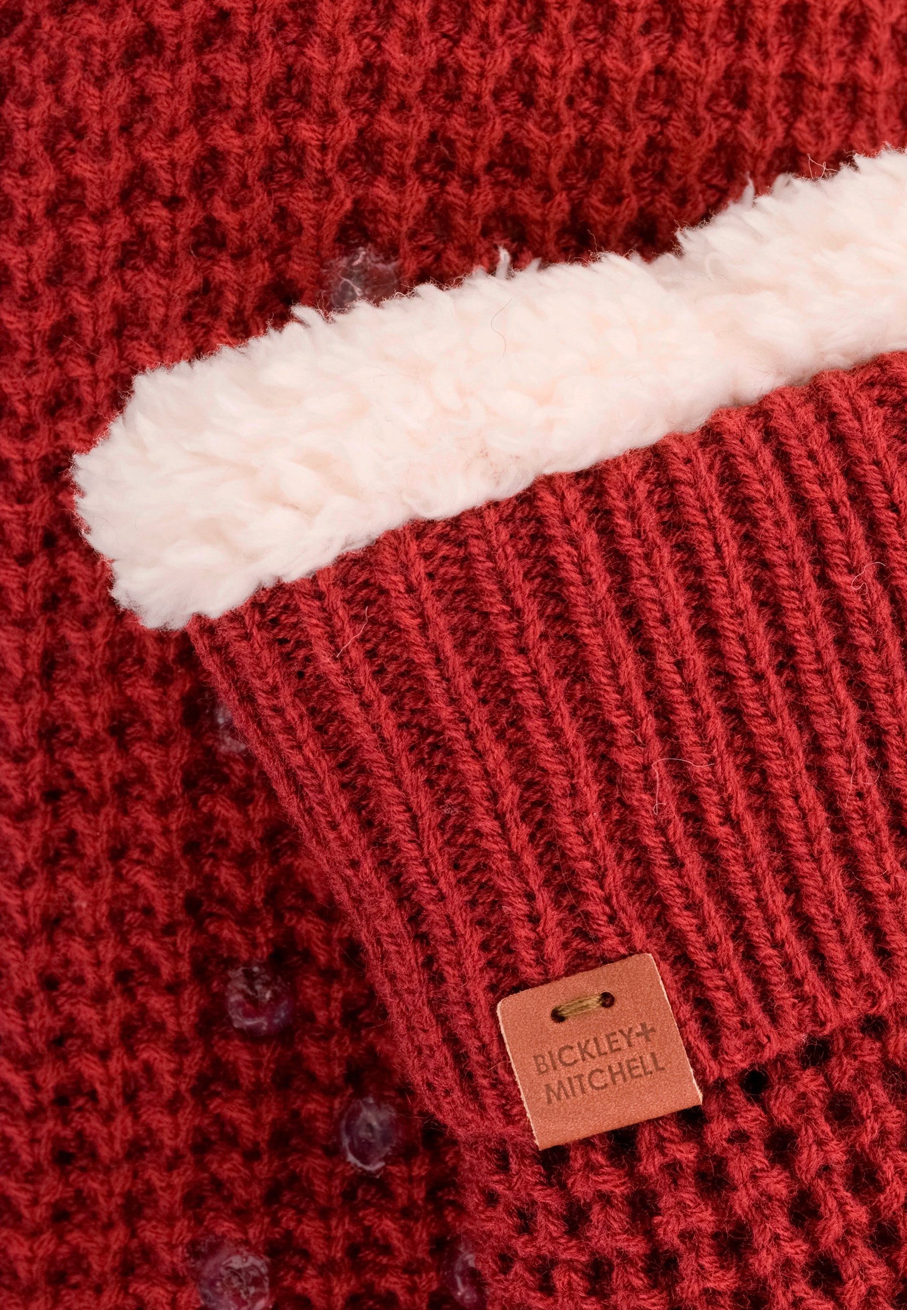 Cozy Waffle Knit Teddy Lined Slipper Socks