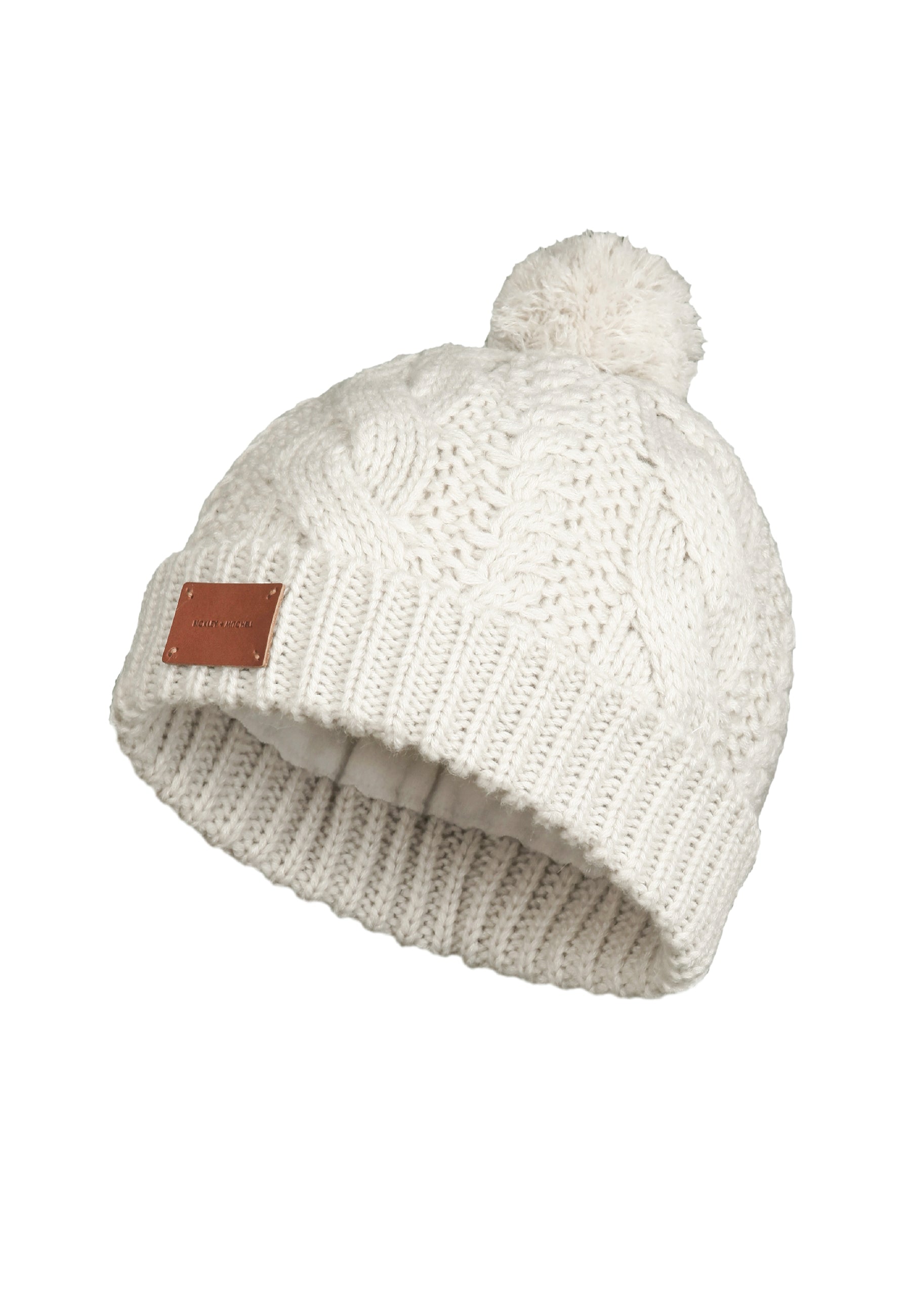 Cable-Knit Wool Blend Fleece Lined Beanie