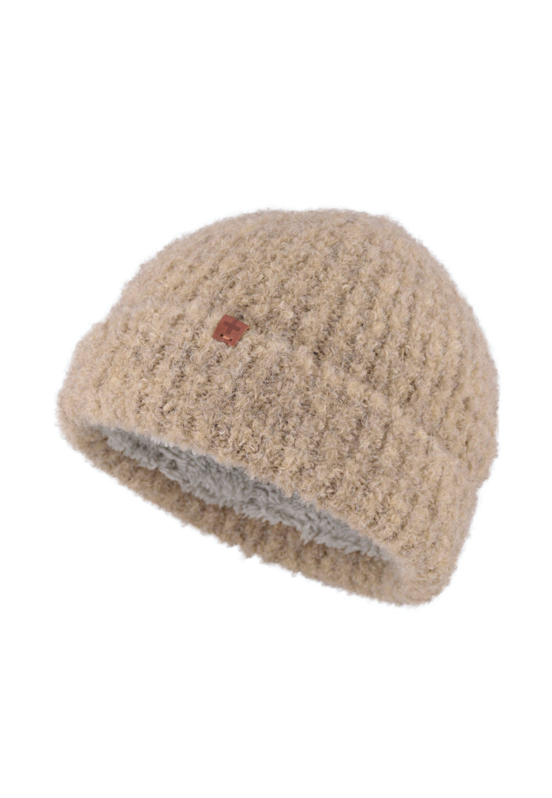 Boucle Wool Blend Teddy Lined Beanie