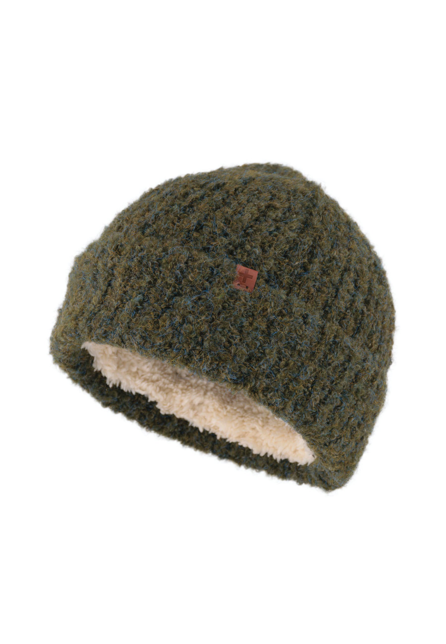 Boucle Wool Blend Teddy Lined Beanie