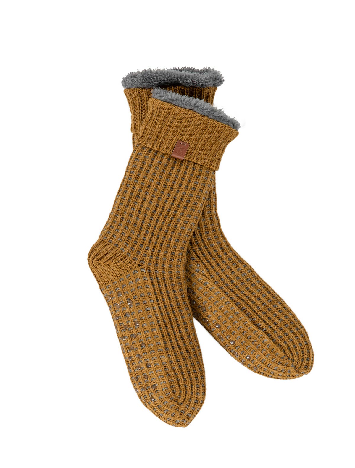 Two tone waffle knitted slipper socks