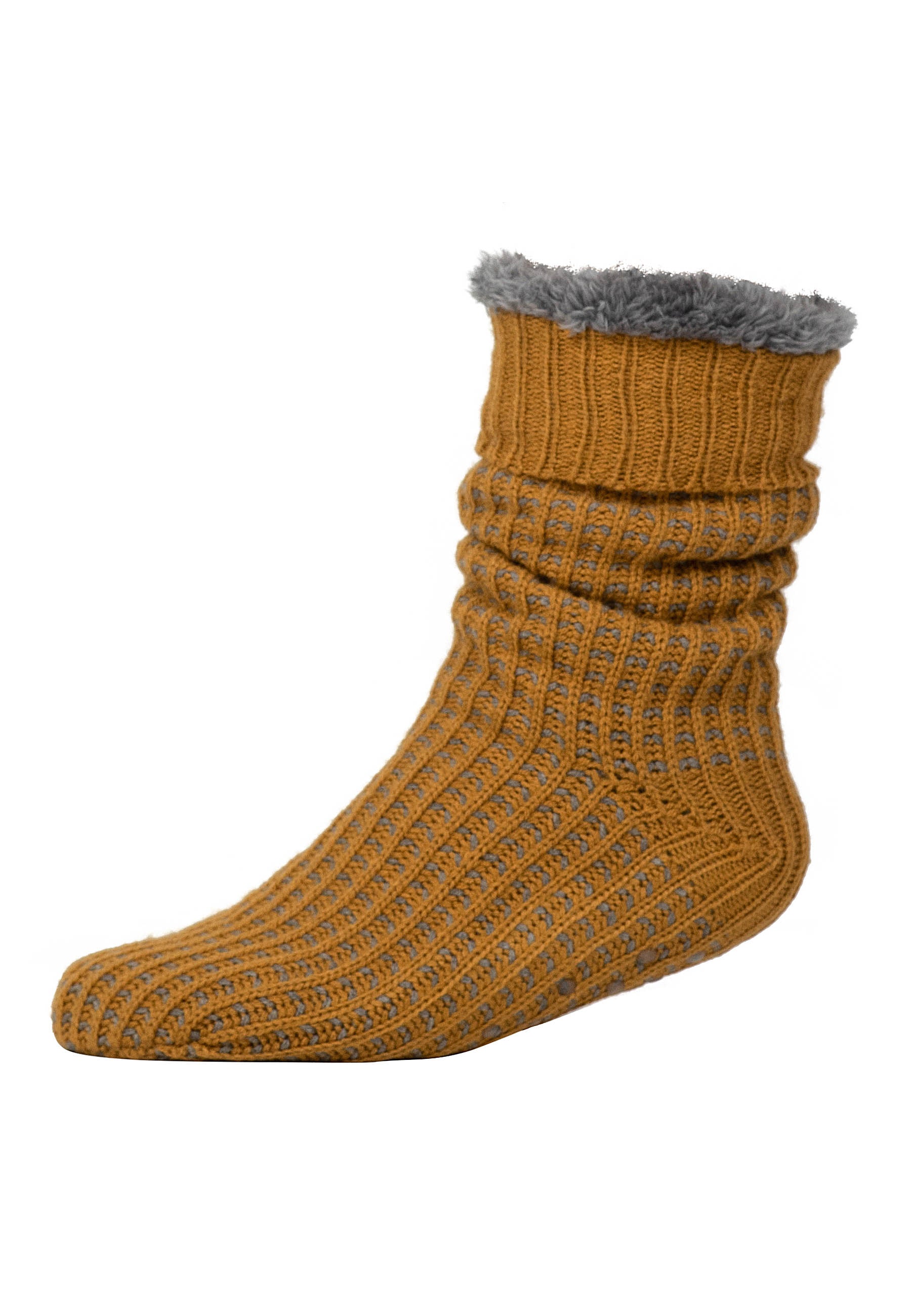 Two tone waffle knitted slipper socks