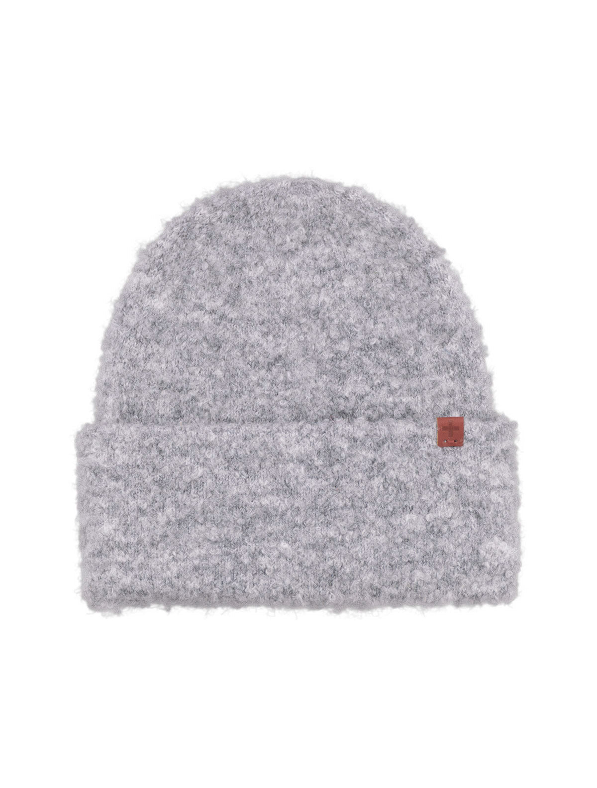 Bouclé structure knitted double turncuff beanie